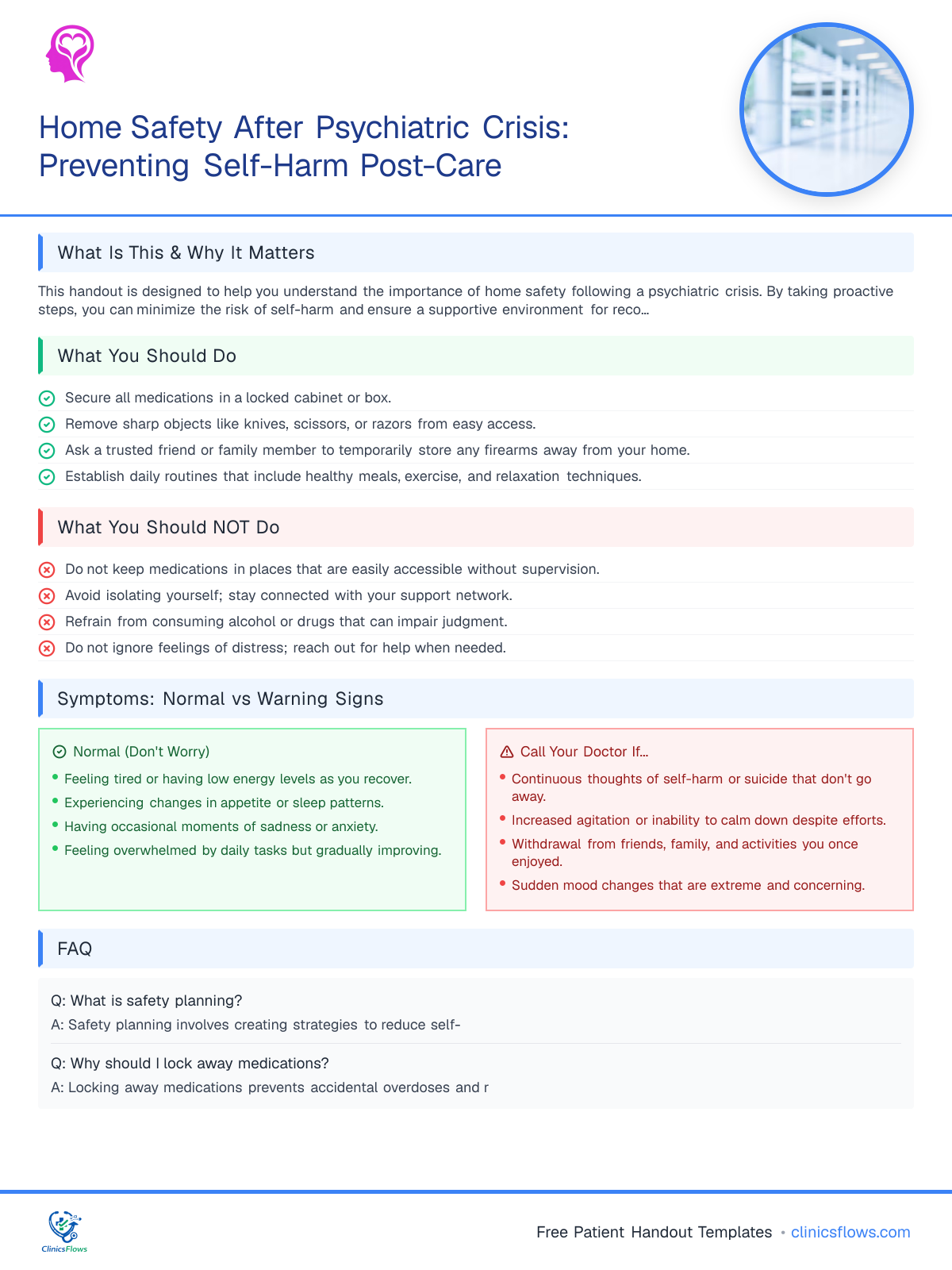 Home Safety After Psychiatric Crisis: Preventing Self-Harm Post-Care - patient handout preview
