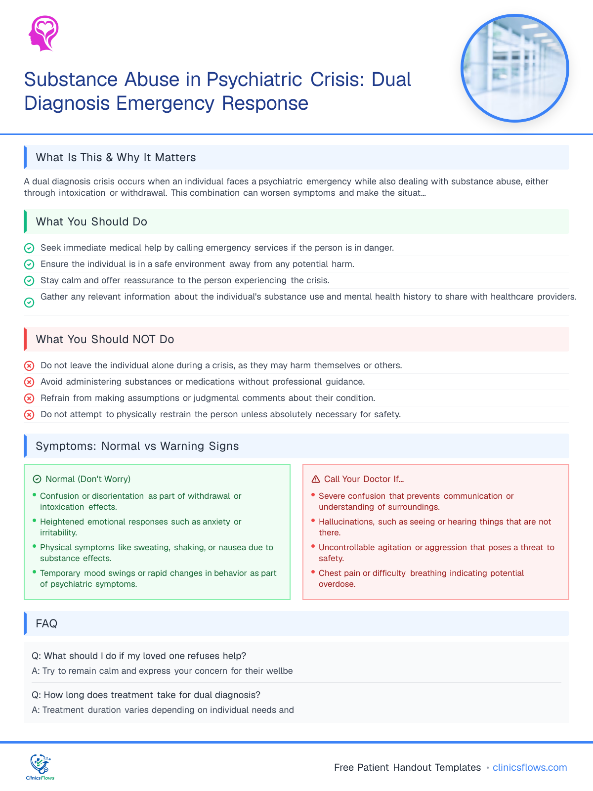 Substance Abuse in Psychiatric Crisis: Dual Diagnosis Emergency Response - patient handout preview