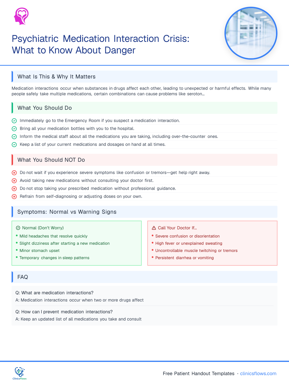 Psychiatric Medication Interaction Crisis: What to Know About Danger - patient handout preview