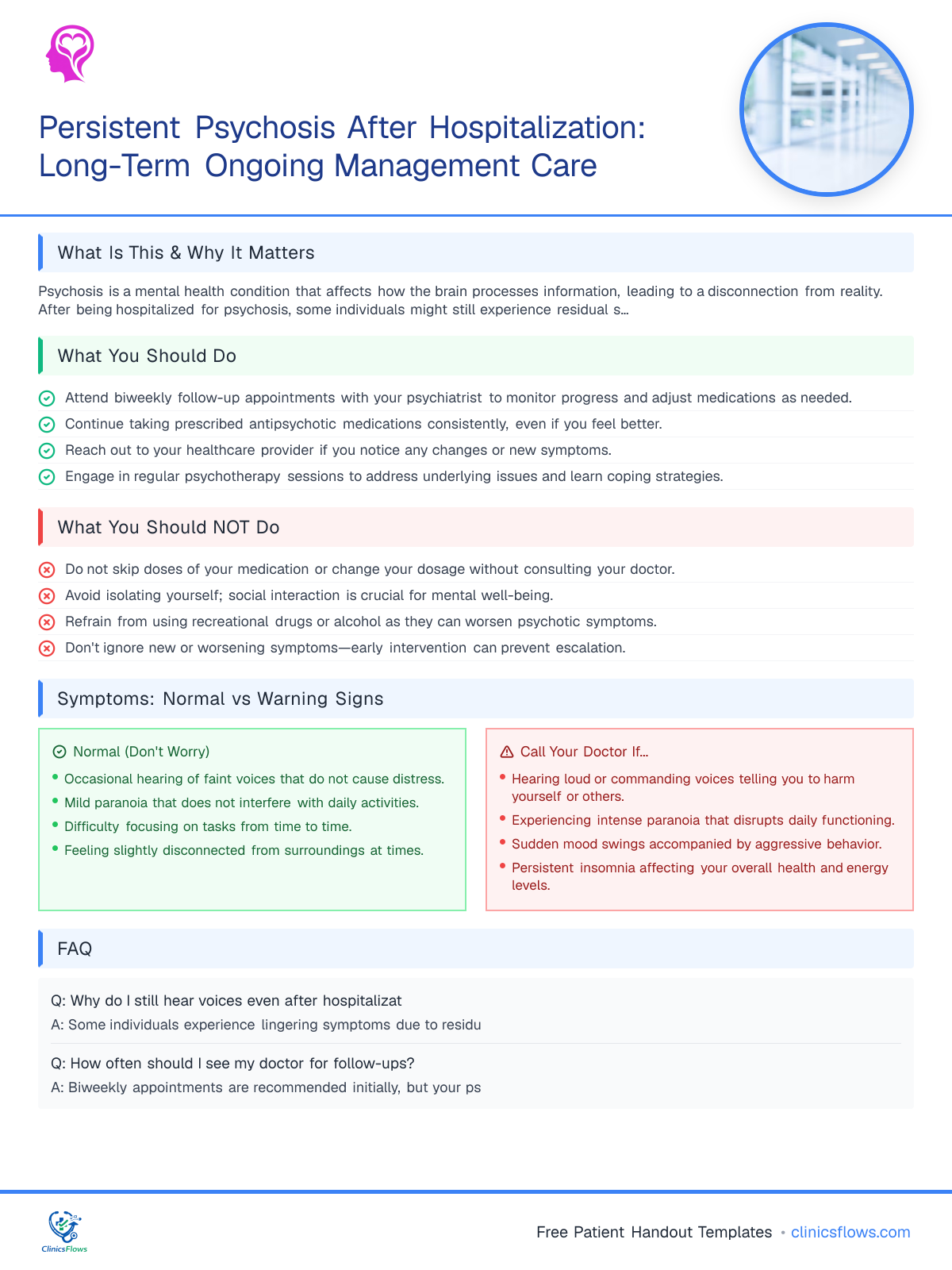 Persistent Psychosis After Hospitalization: Long-Term Ongoing Management Care - patient handout preview