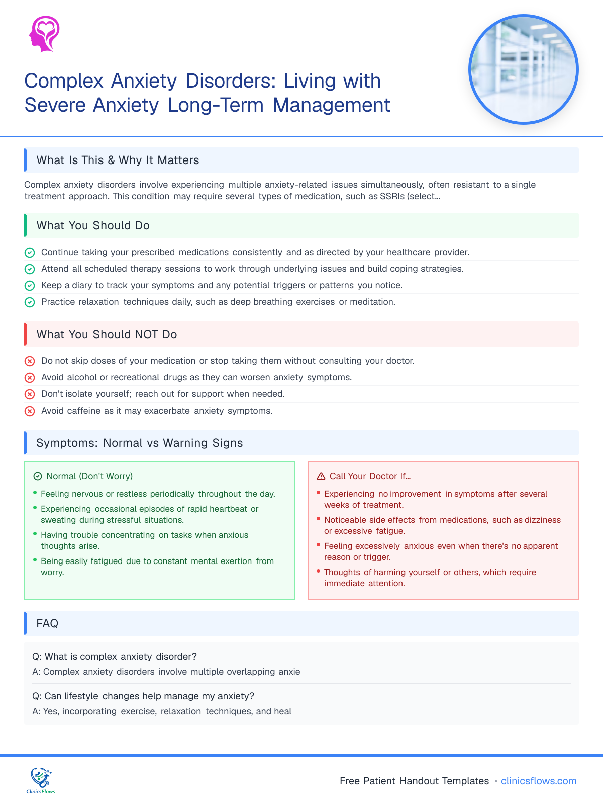 Complex Anxiety Disorders: Living with Severe Anxiety Long-Term Management - patient handout preview