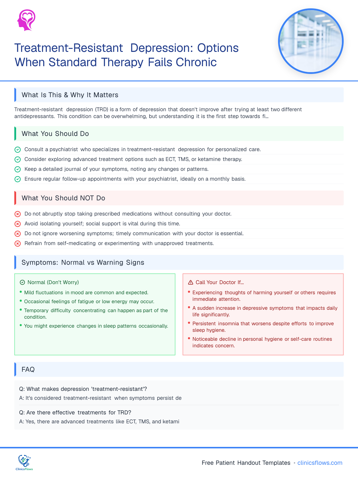 Treatment-Resistant Depression: Options When Standard Therapy Fails Chronic - patient handout preview