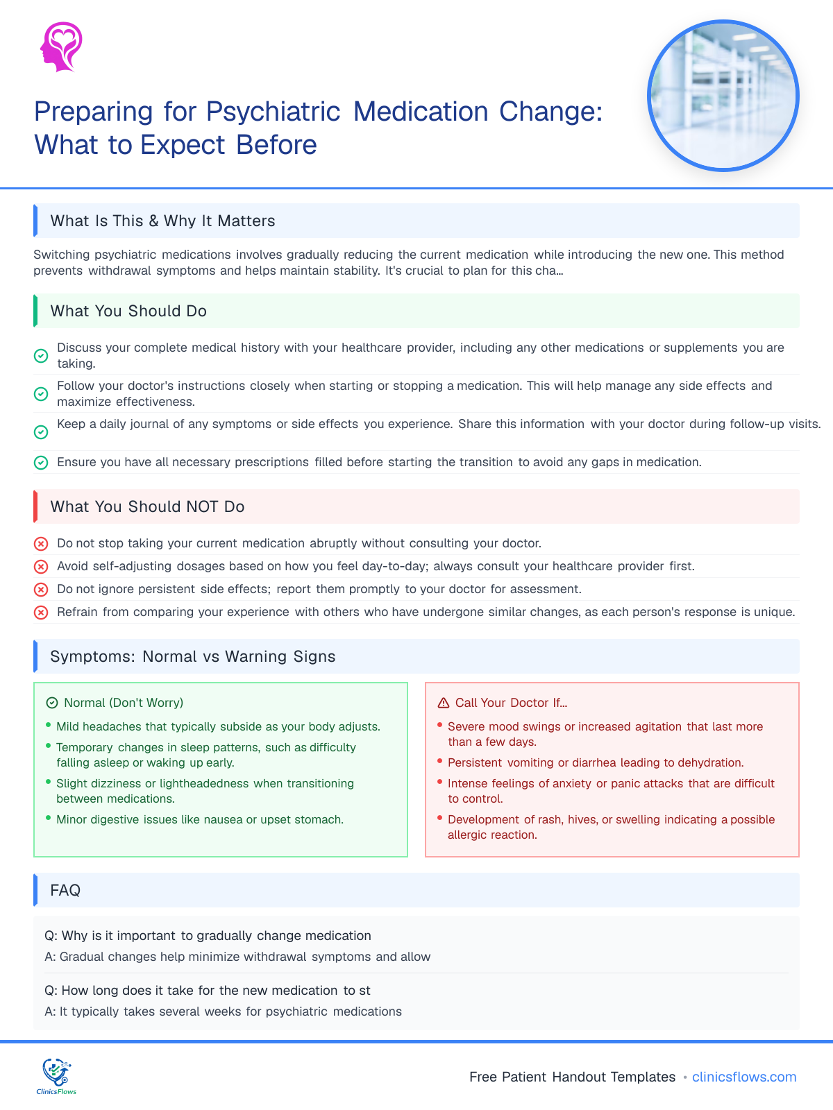 Preparing for Psychiatric Medication Change: What to Expect Before - patient handout preview