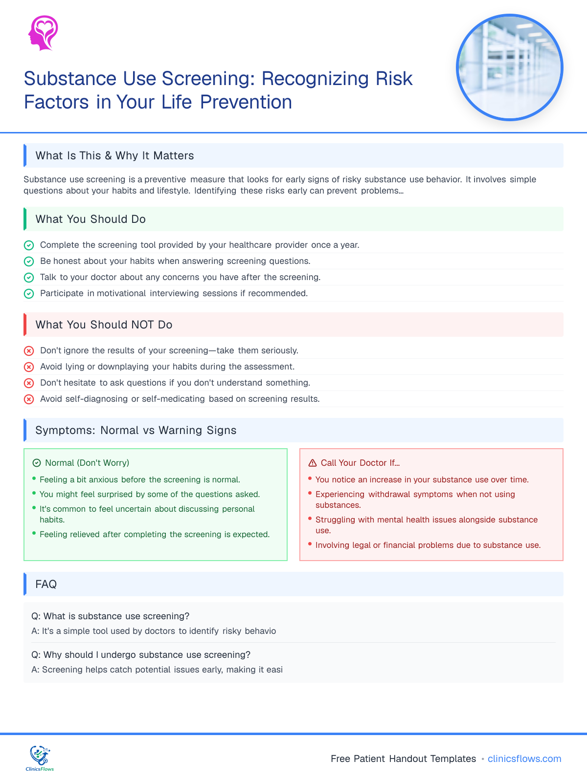 Substance Use Screening: Recognizing Risk Factors in Your Life Prevention - patient handout preview