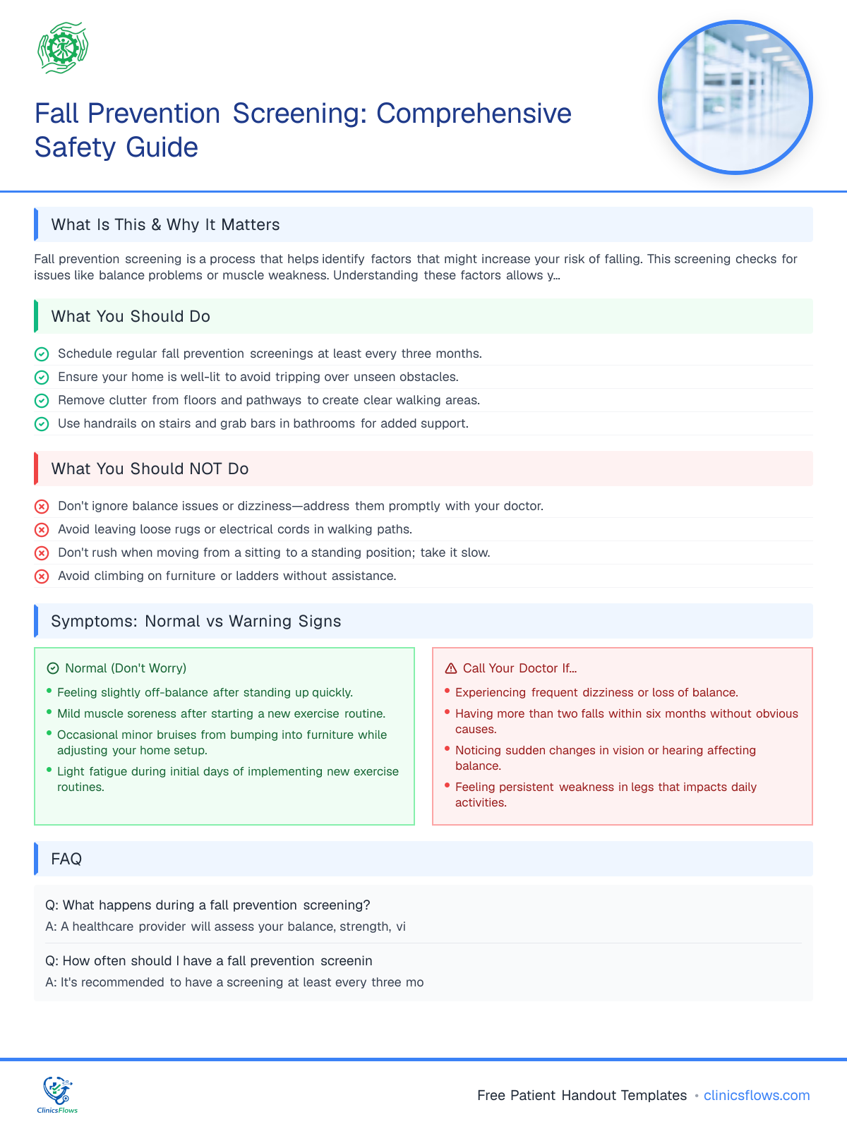 Fall Prevention Screening: Comprehensive Safety Guide - patient handout preview