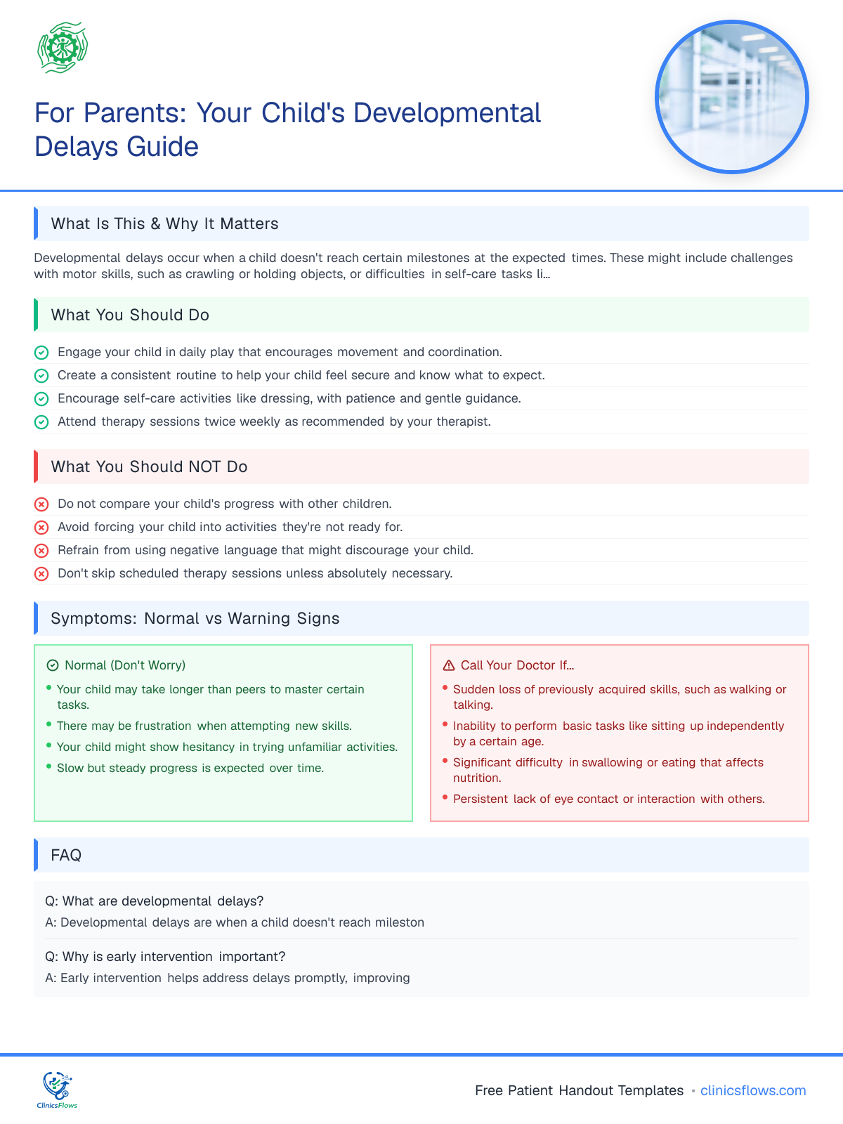 For Parents: Your Child's Developmental Delays Guide - patient handout preview