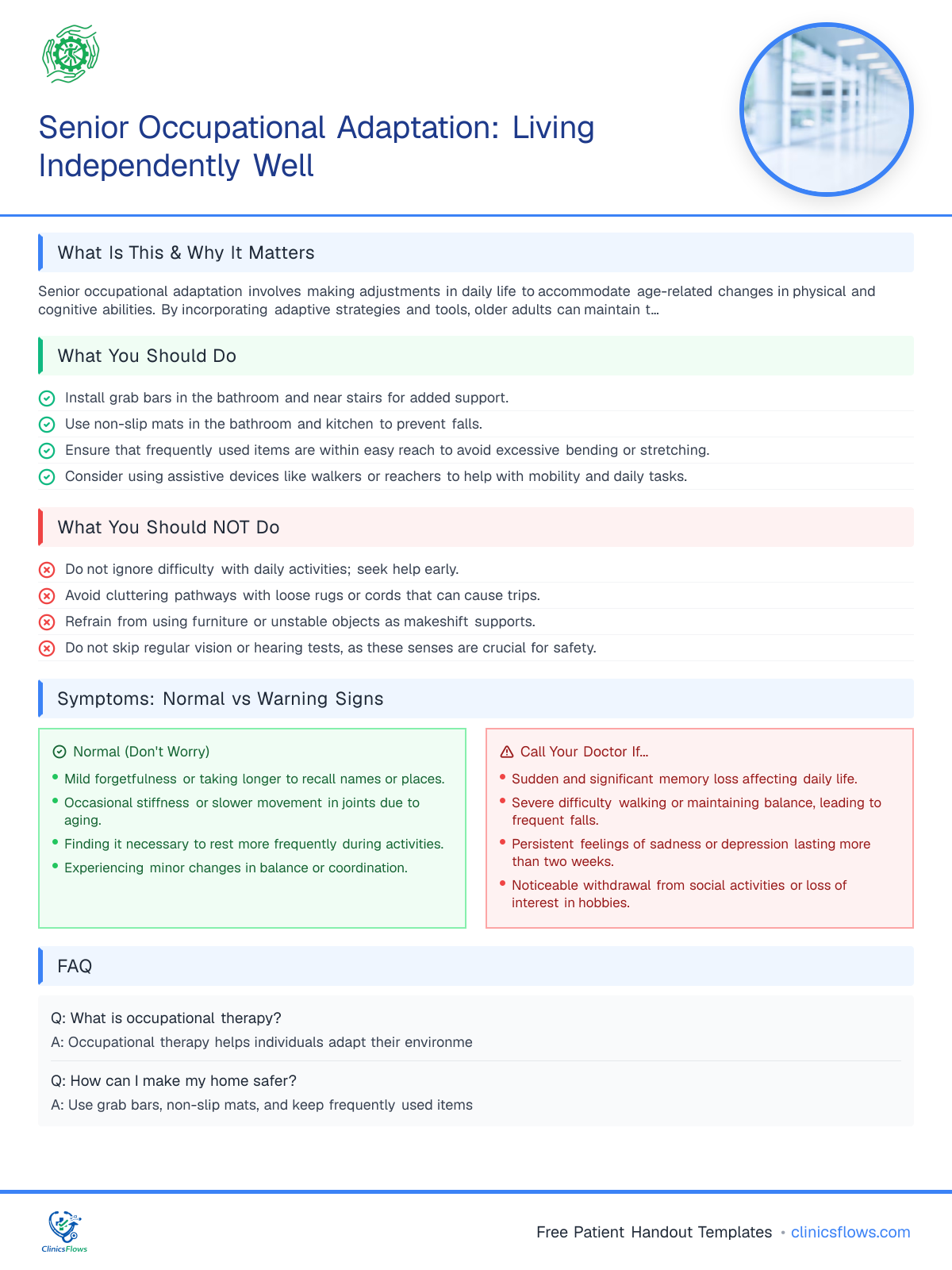 Senior Occupational Adaptation: Living Independently Well - patient handout preview
