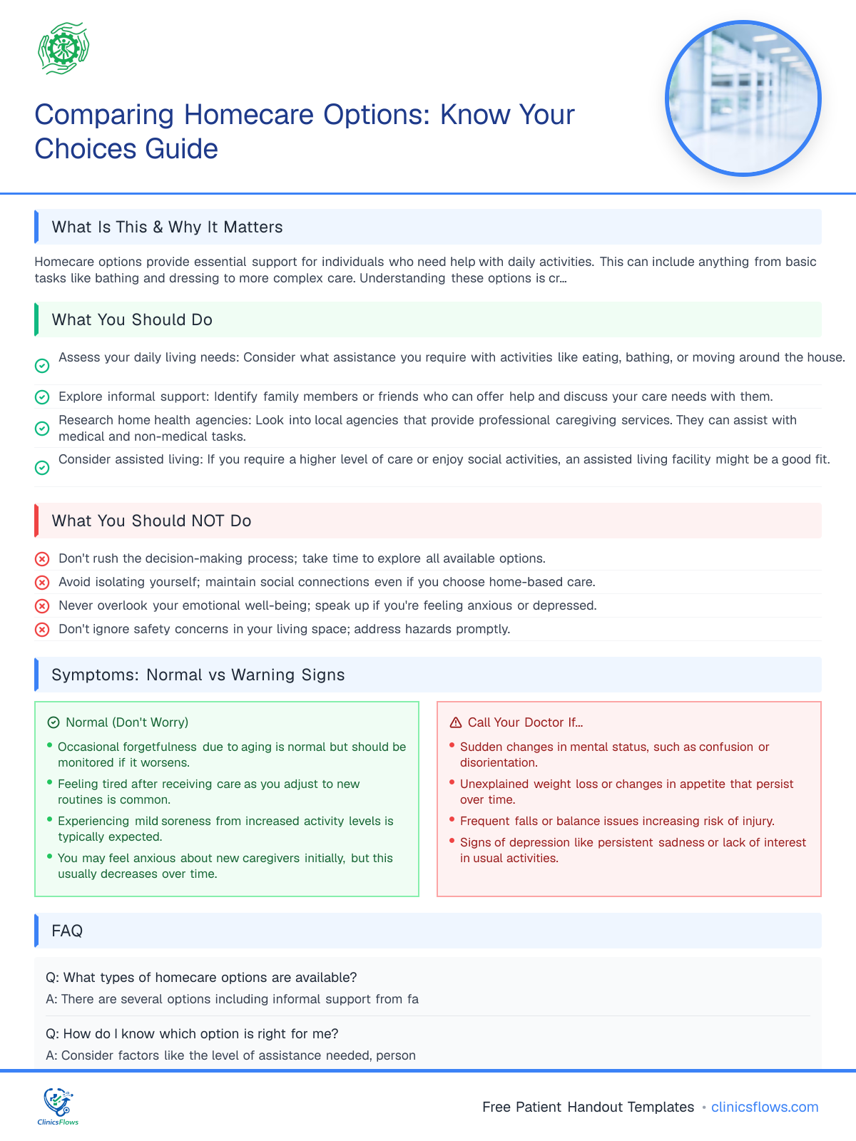 Comparing Homecare Options: Know Your Choices Guide - patient handout preview