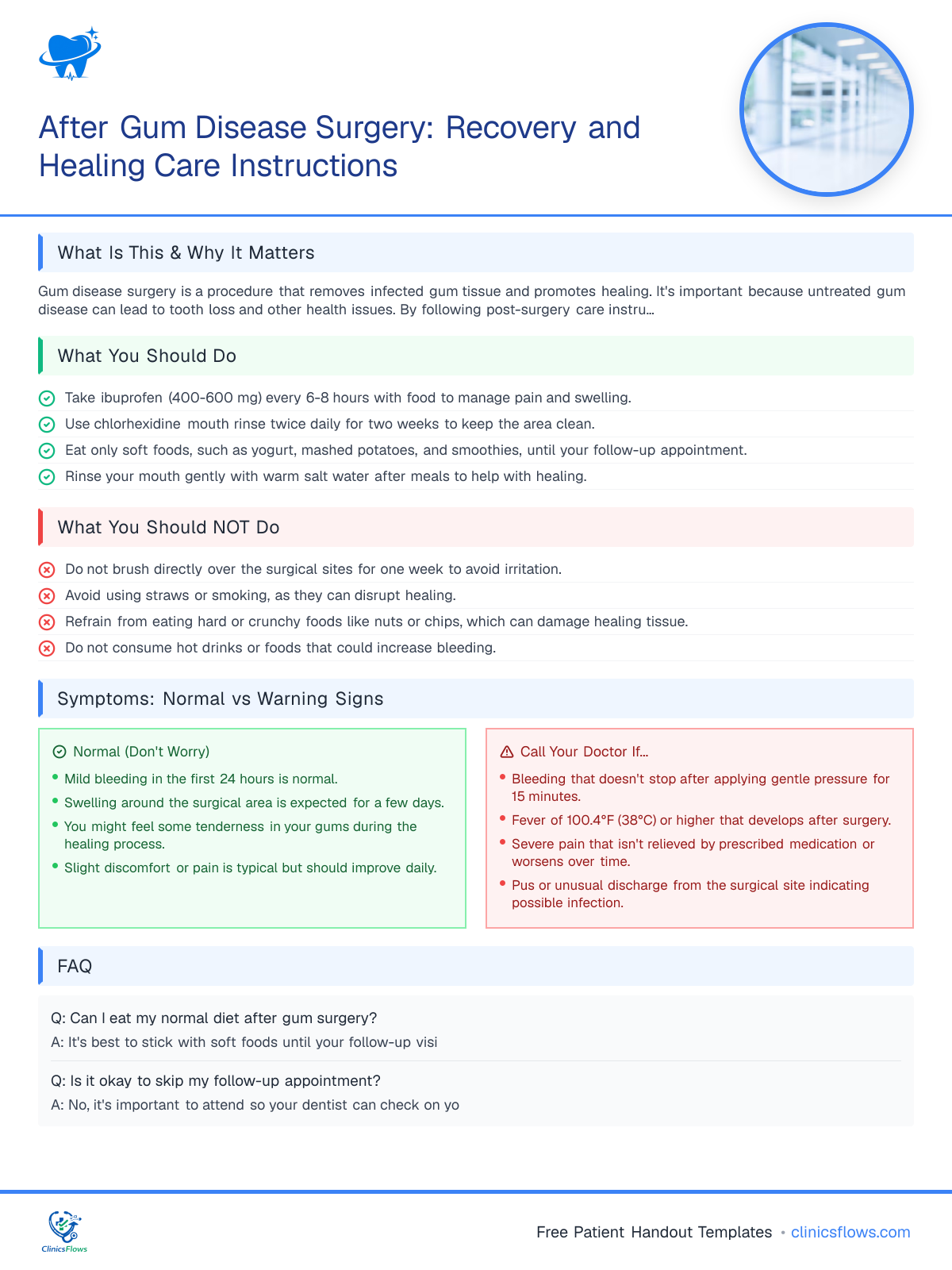 After Gum Disease Surgery: Recovery and Healing Care Instructions - patient handout preview