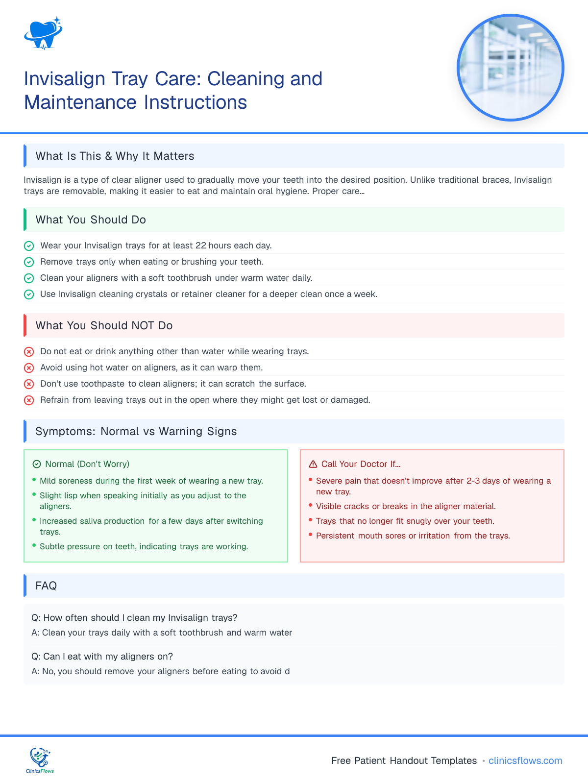 Invisalign Tray Care: Cleaning and Maintenance Instructions - patient handout preview