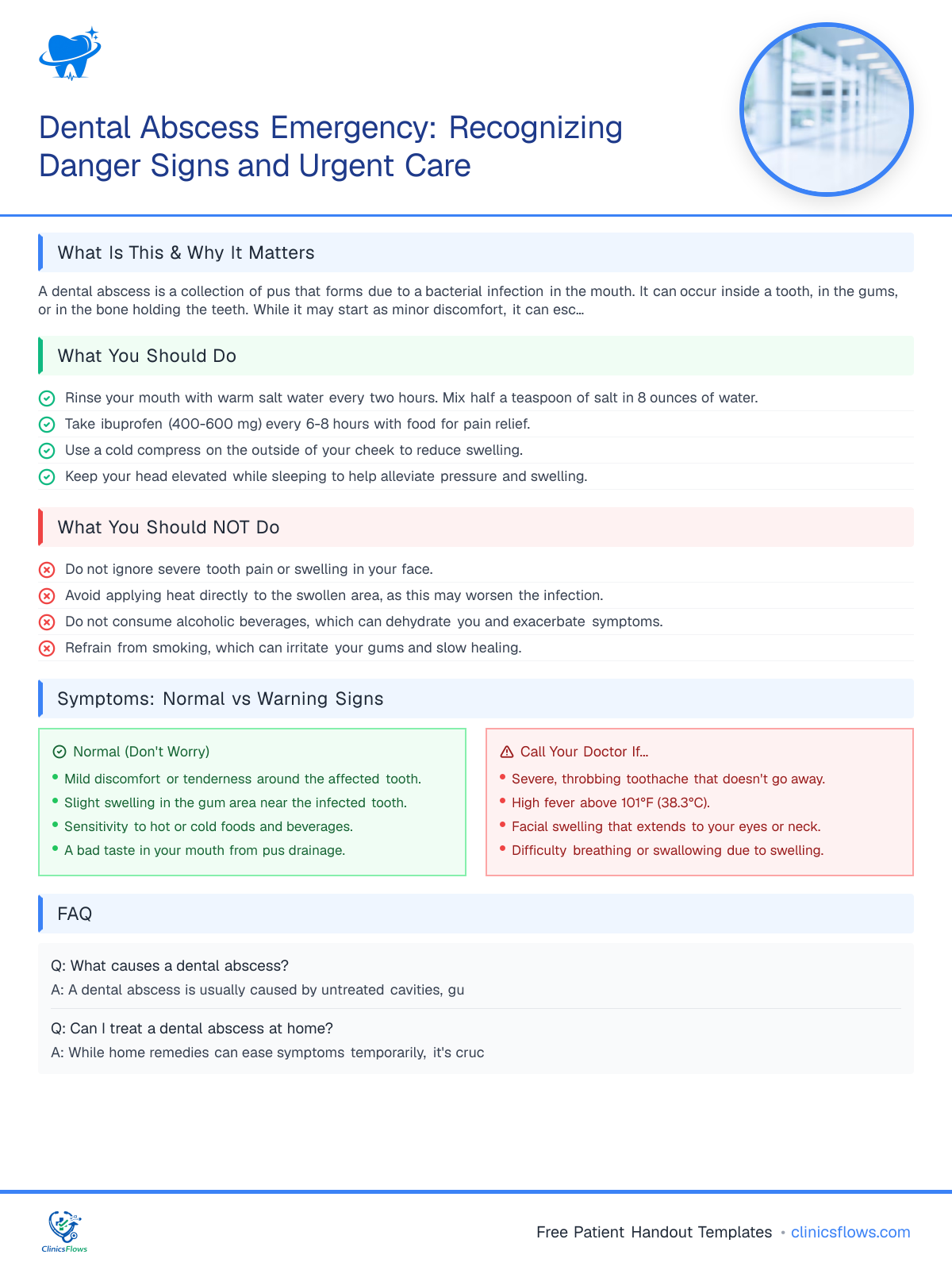 Dental Abscess Emergency: Recognizing Danger Signs and Urgent Care - patient handout preview