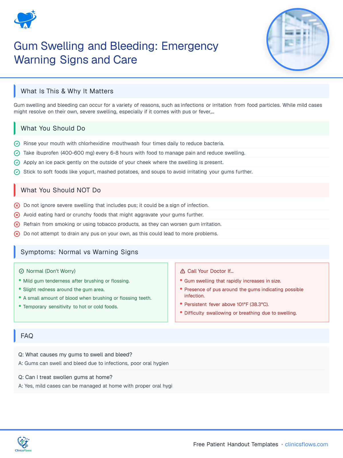 Gum Swelling and Bleeding: Emergency Warning Signs and Care - patient handout preview