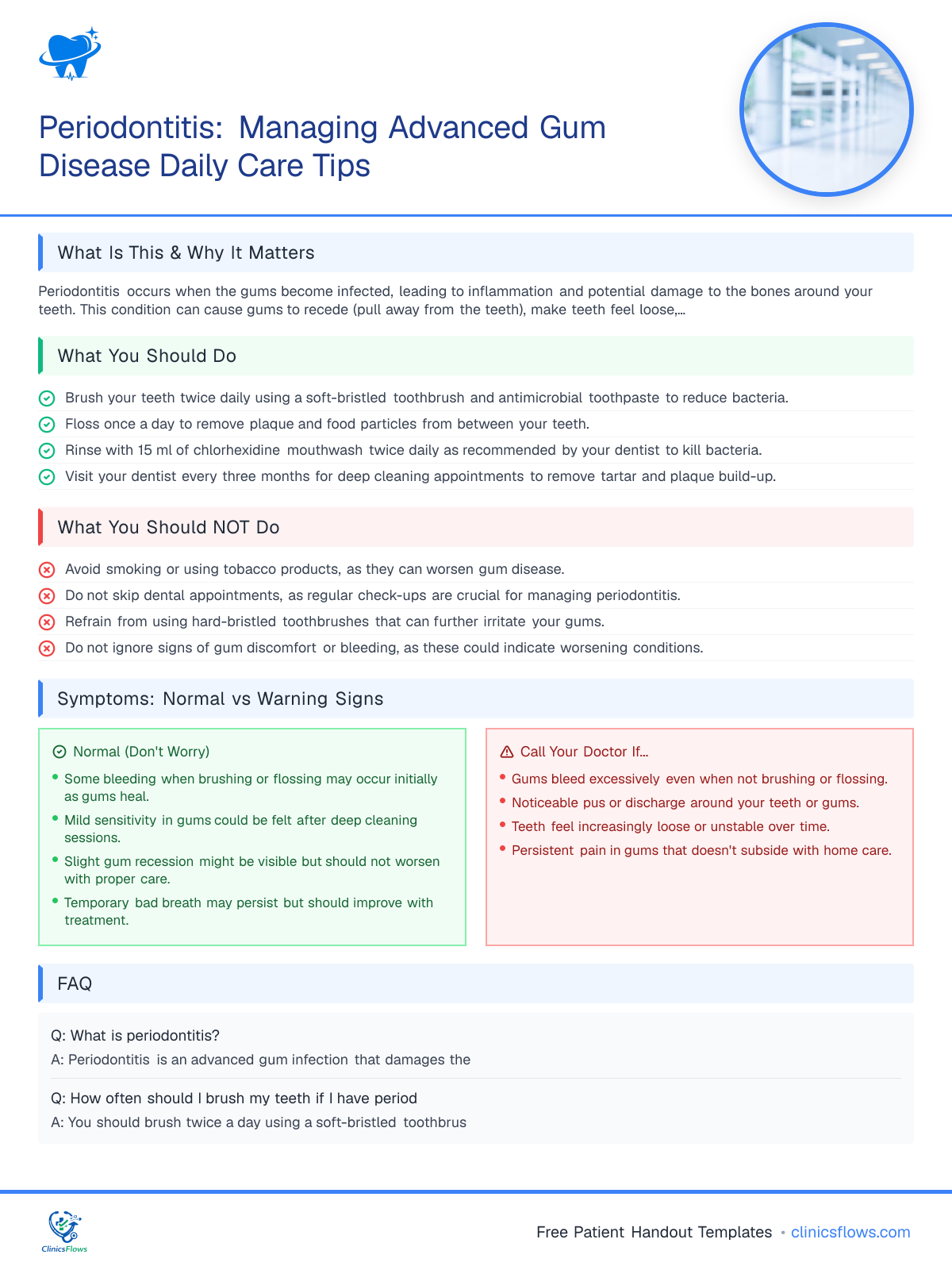 Periodontitis: Managing Advanced Gum Disease Daily Care Tips - patient handout preview