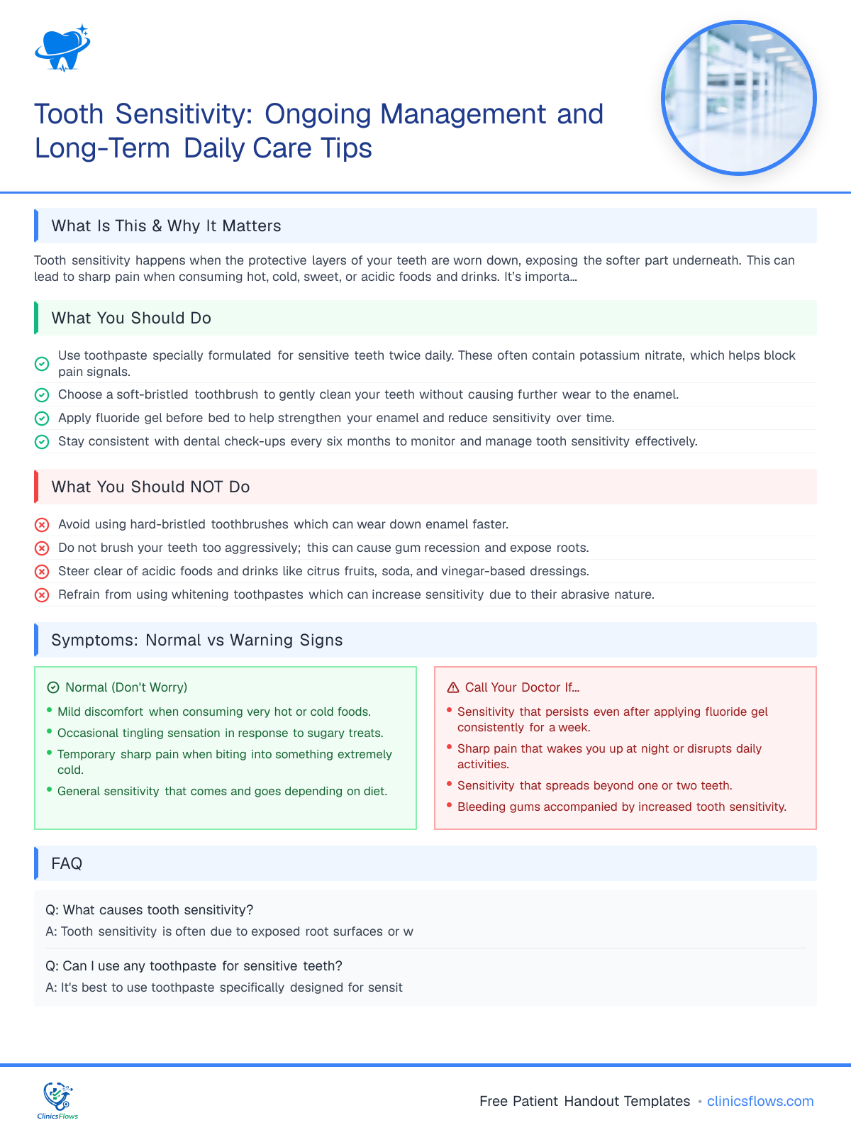 Tooth Sensitivity: Ongoing Management and Long-Term Daily Care Tips - patient handout preview