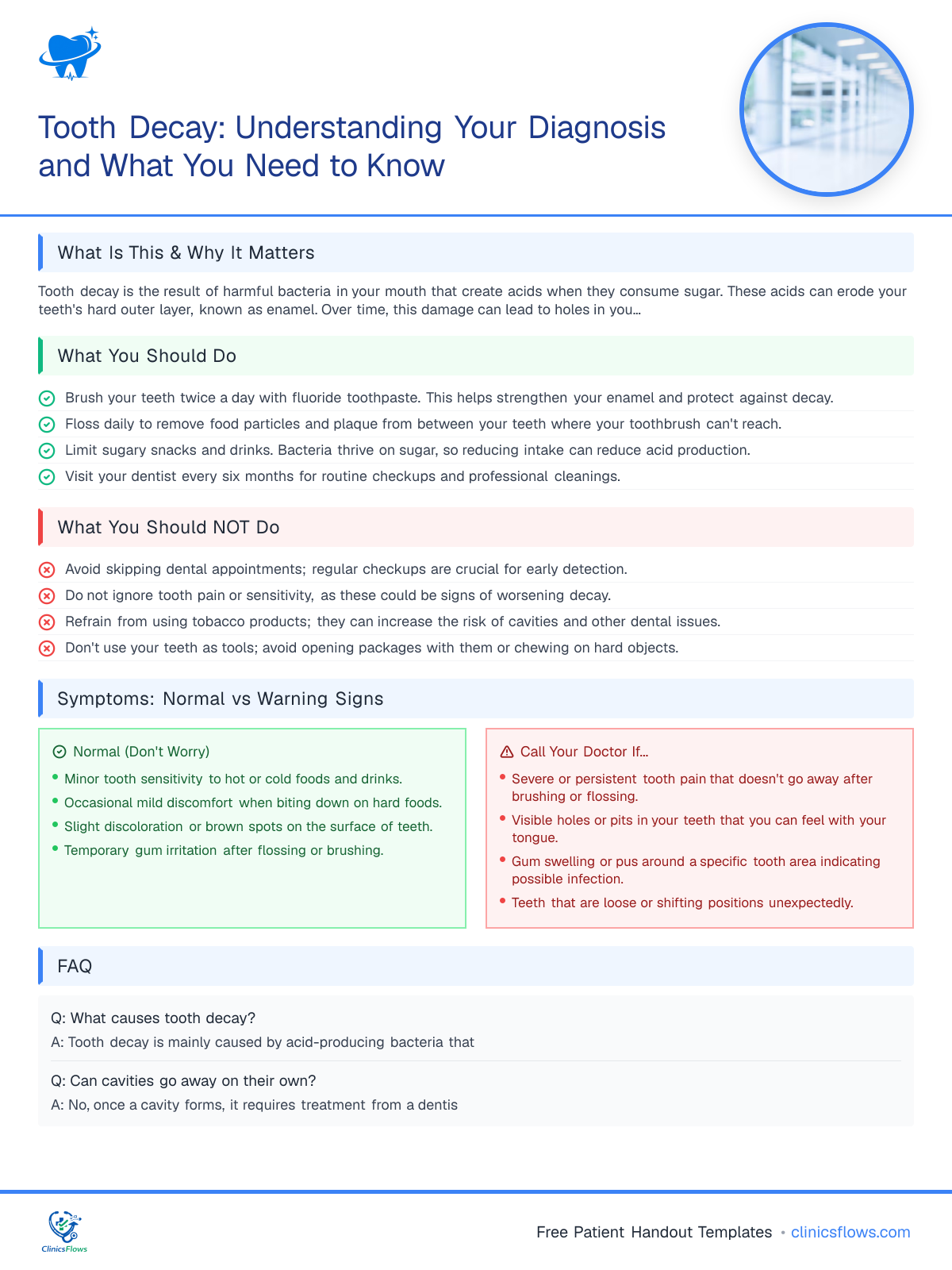 Tooth Decay: Understanding Your Diagnosis and What You Need to Know - patient handout preview