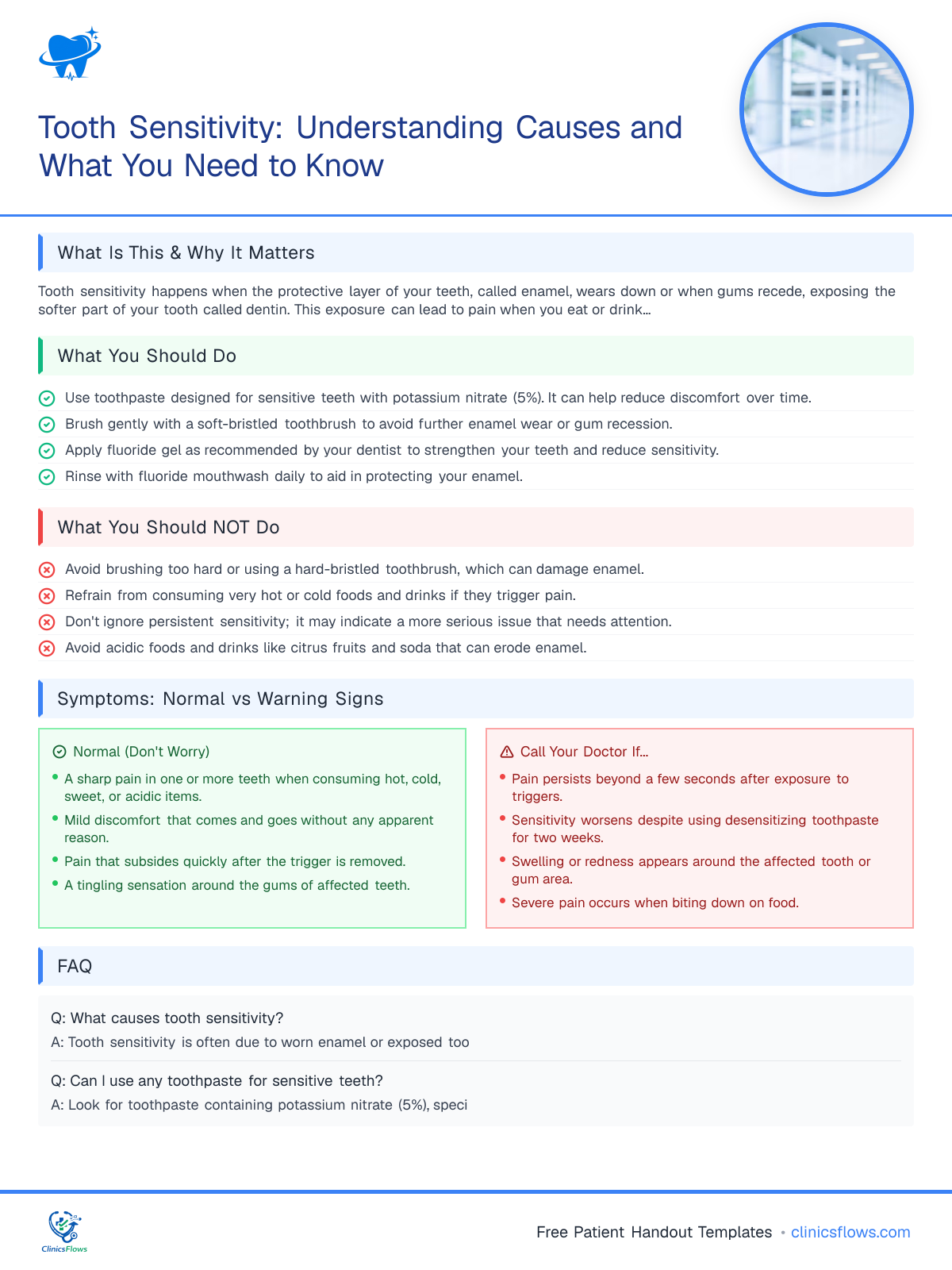 Tooth Sensitivity: Understanding Causes and What You Need to Know - patient handout preview