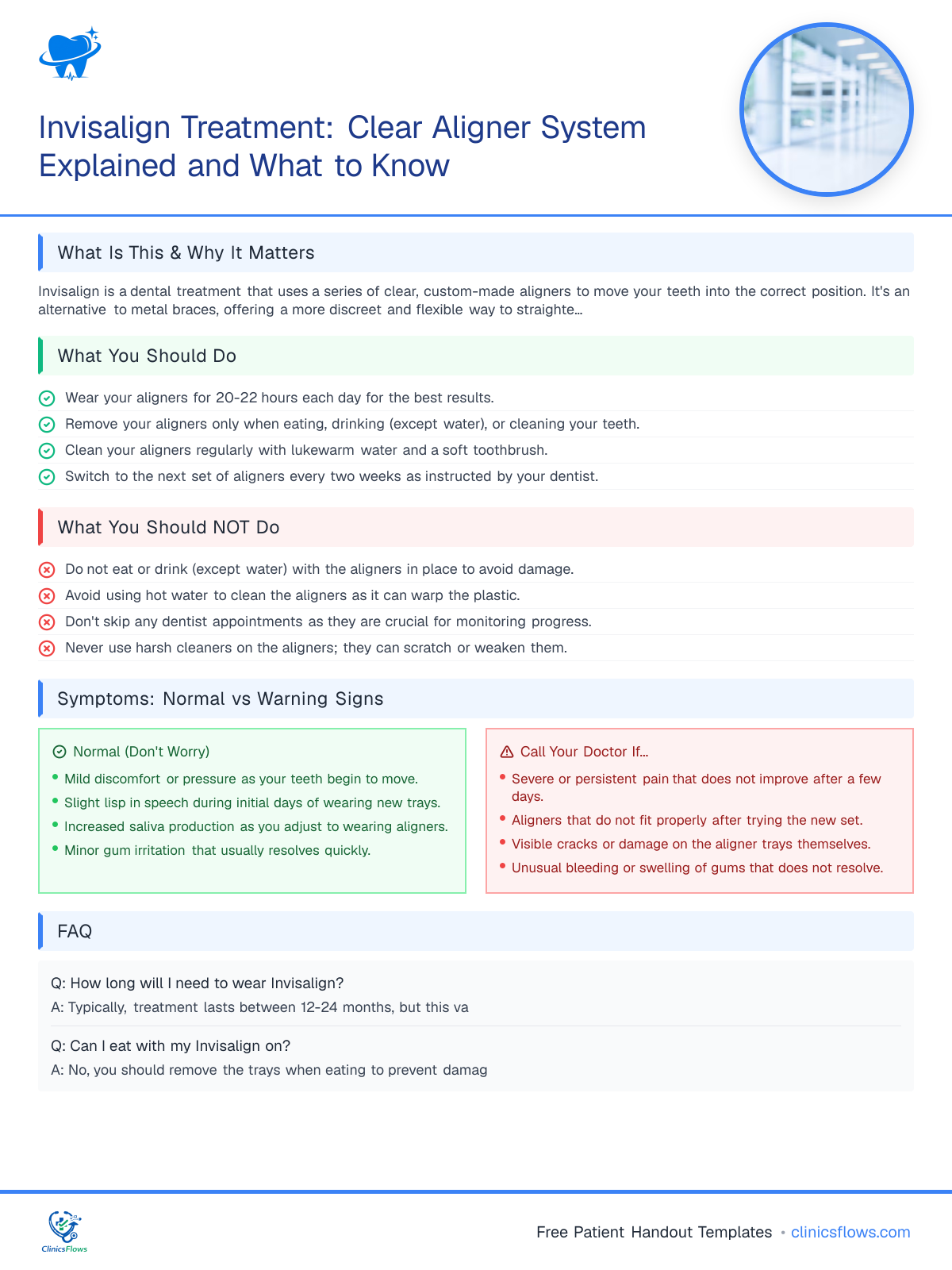Invisalign Treatment: Clear Aligner System Explained and What to Know - patient handout preview