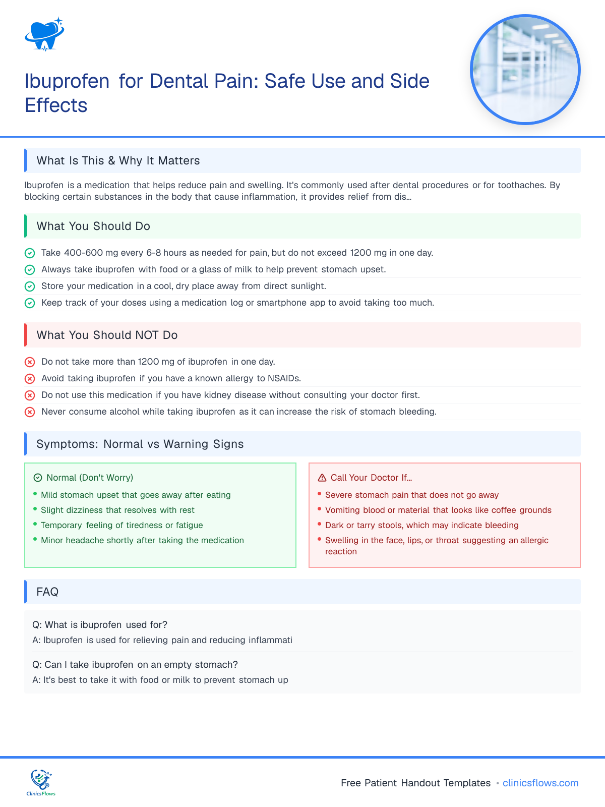 Ibuprofen for Dental Pain: Safe Use and Side Effects - patient handout preview