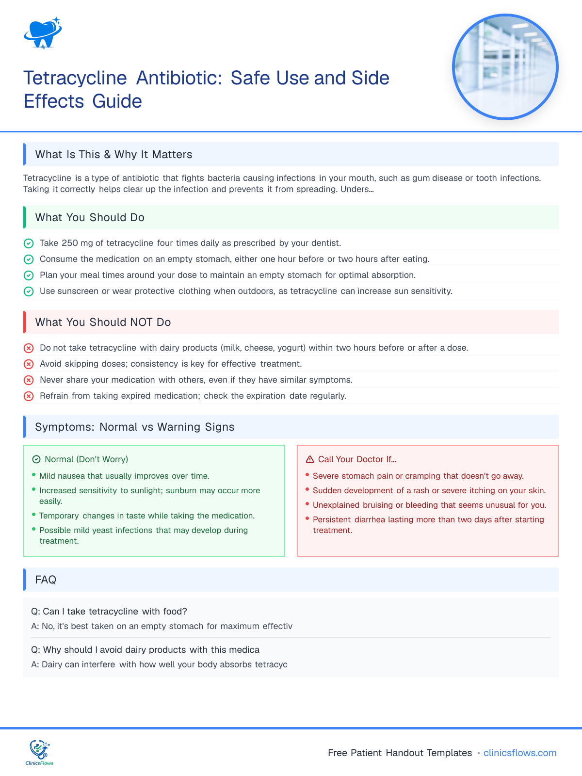 Tetracycline Antibiotic: Safe Use and Side Effects Guide - patient handout preview