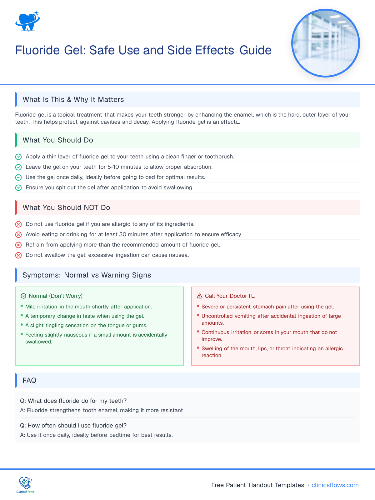 Fluoride Gel: Safe Use and Side Effects Guide - patient handout preview