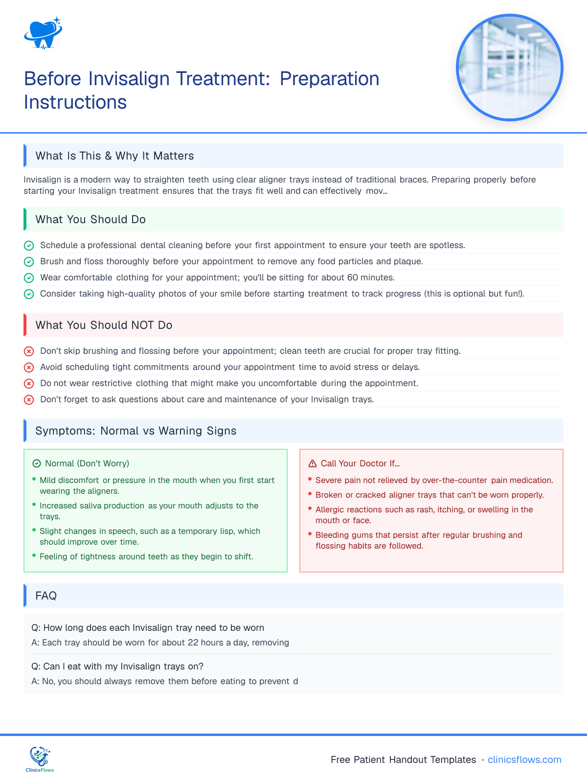 Before Invisalign Treatment: Preparation Instructions - patient handout preview