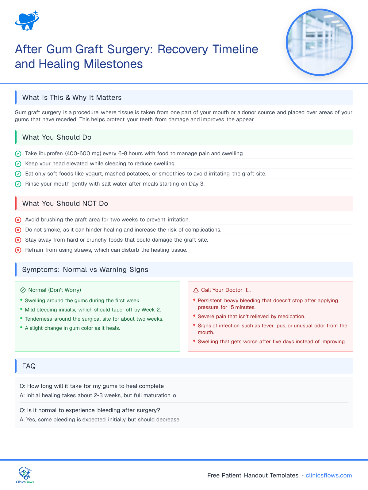 After Gum Graft Surgery: Recovery Timeline and Healing Milestones - patient handout preview