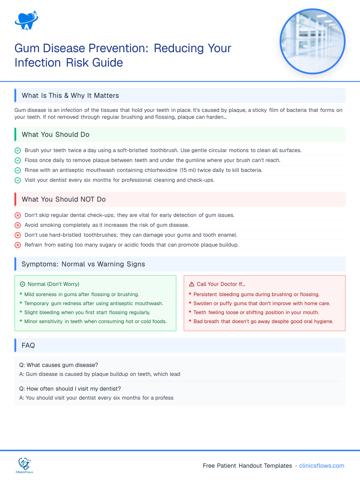 Gum Disease Prevention: Reducing Your Infection Risk Guide - patient handout preview