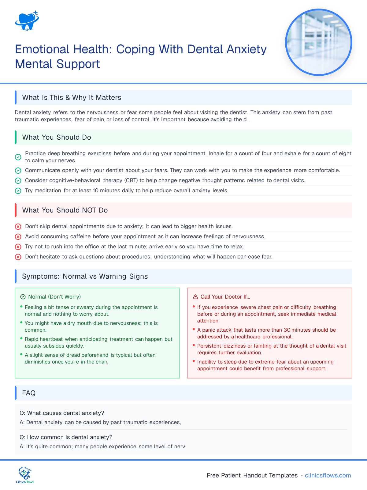 Emotional Health: Coping With Dental Anxiety Mental Support - patient handout preview
