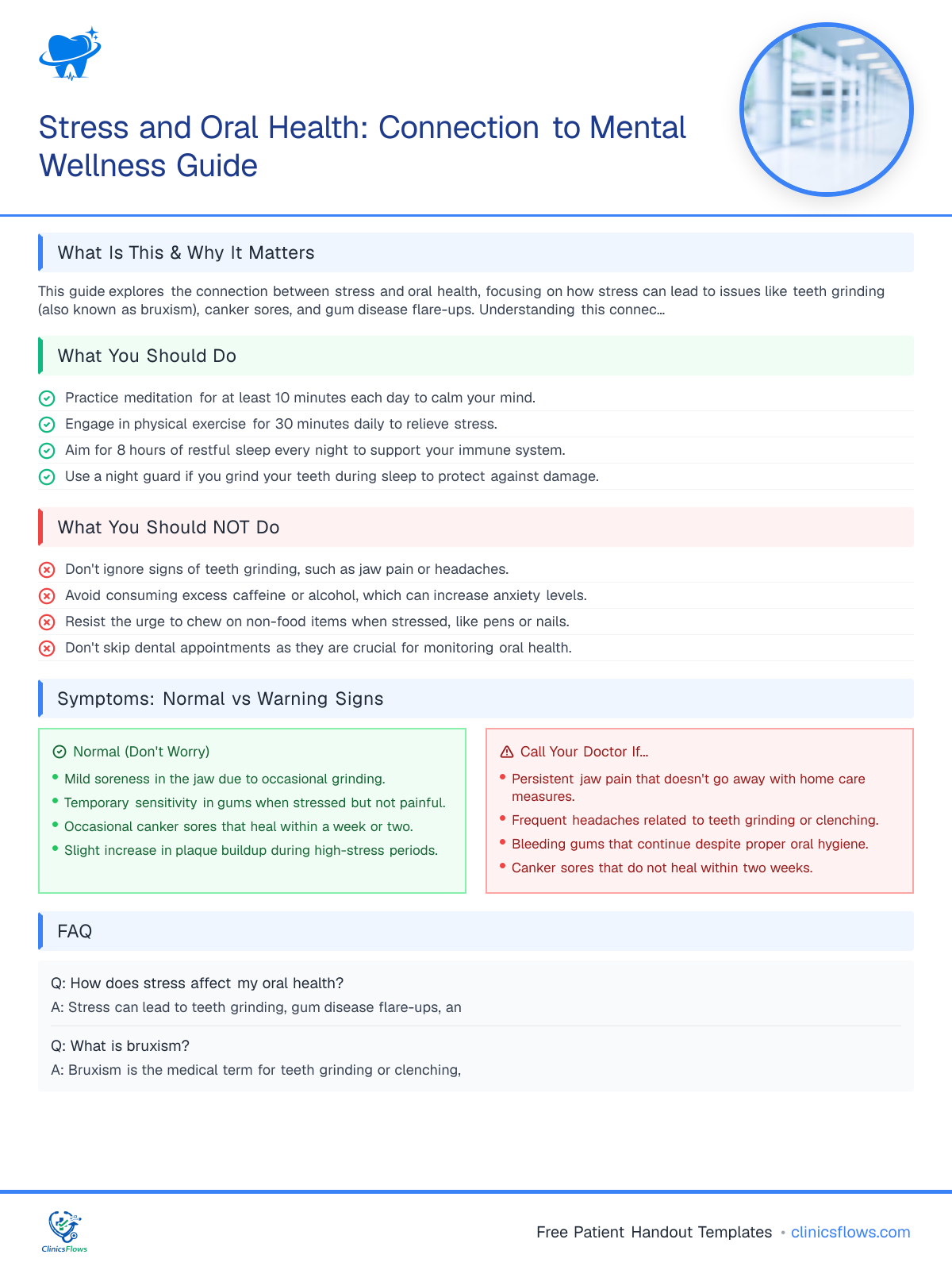Stress and Oral Health: Connection to Mental Wellness Guide - patient handout preview