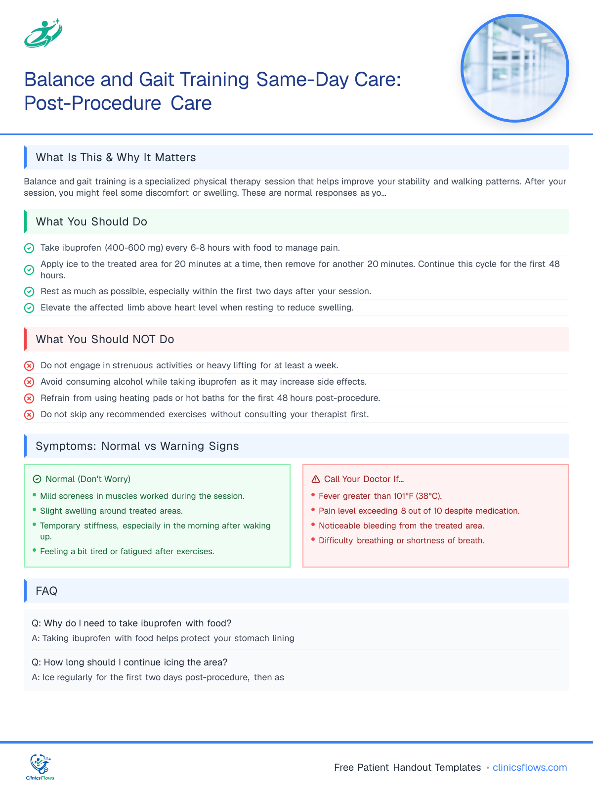 Balance and Gait Training Same-Day Care: Post-Procedure Care - patient handout preview