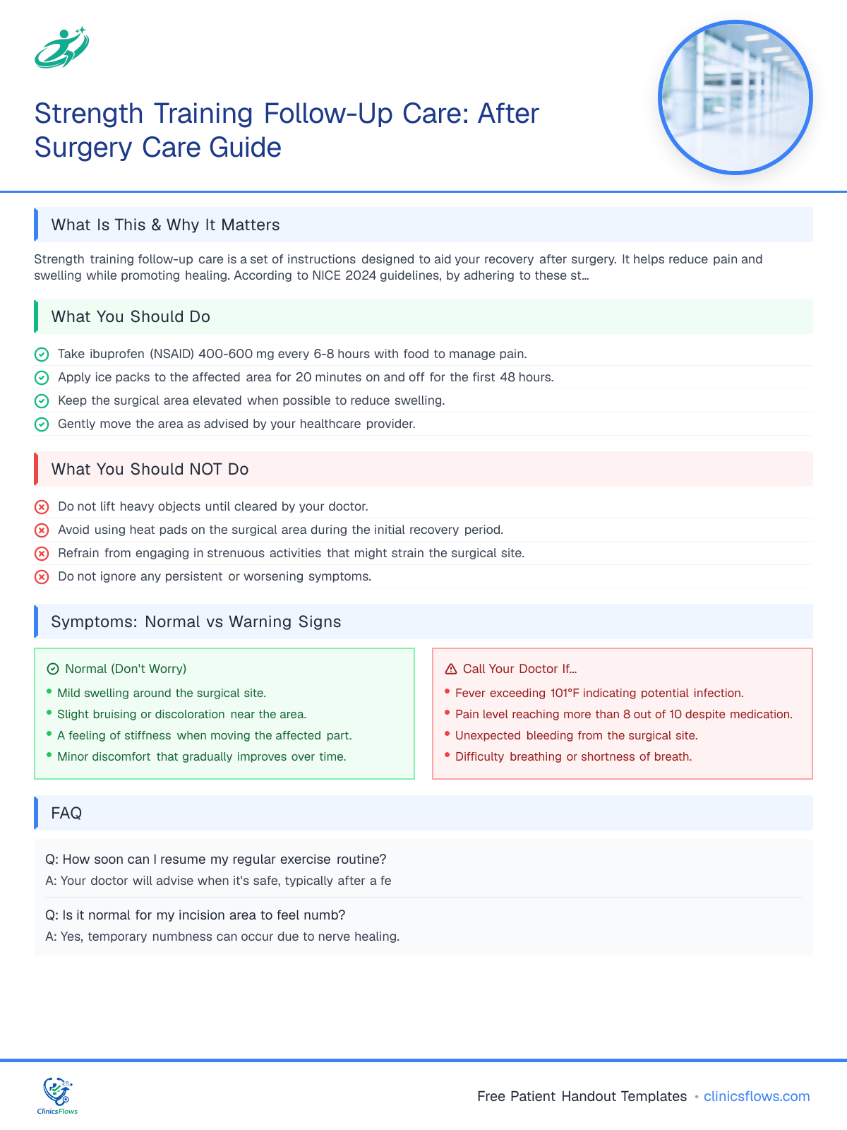 Strength Training Follow-Up Care: After Surgery Care Guide - patient handout preview