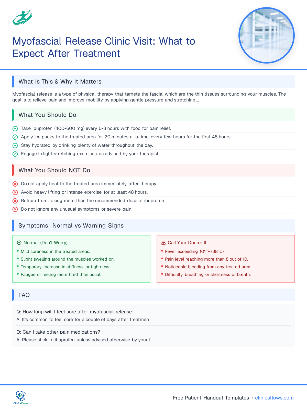 Myofascial Release Clinic Visit: What to Expect After Treatment - patient handout preview