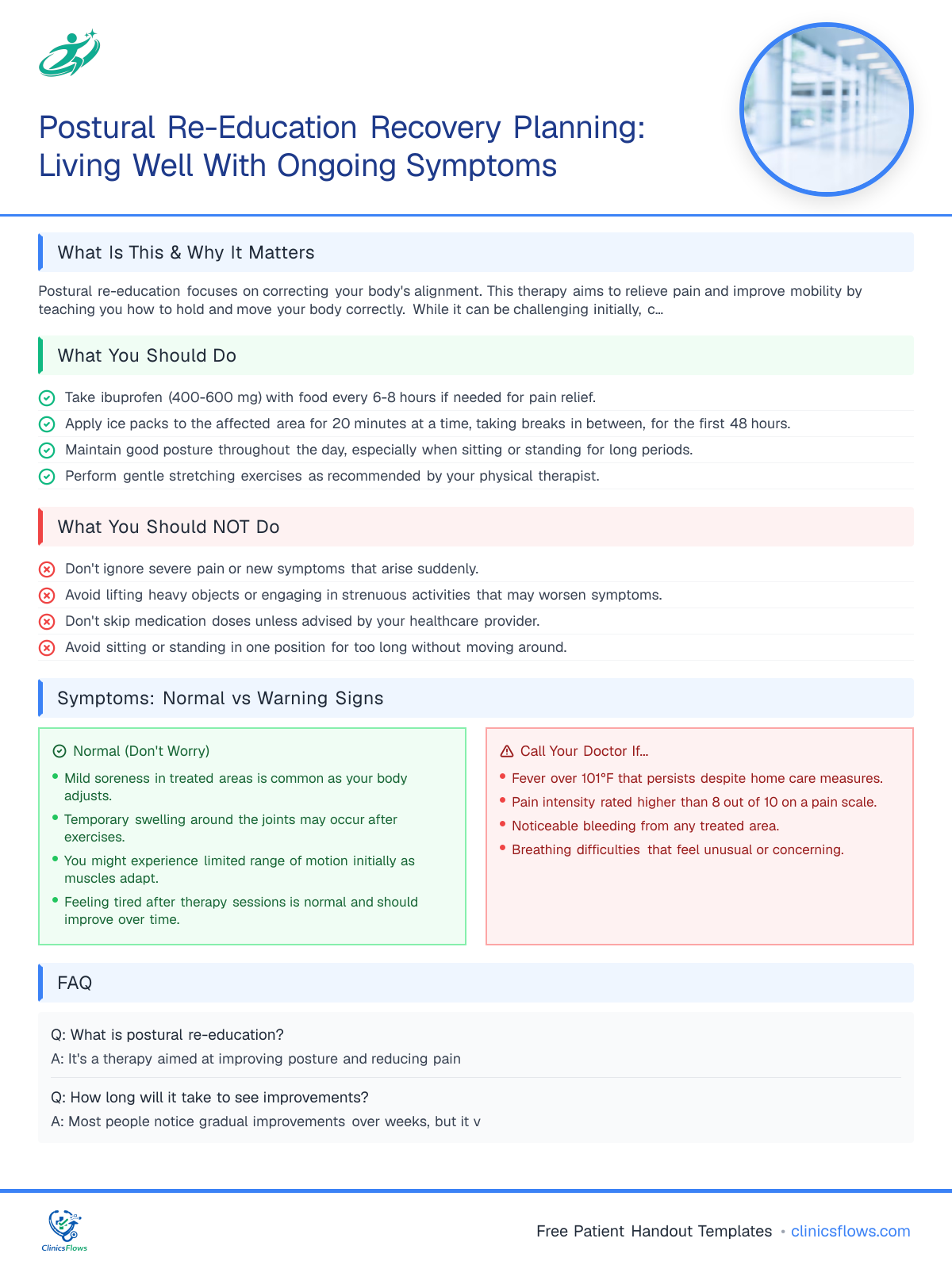 Postural Re-Education Recovery Planning: Living Well With Ongoing Symptoms - patient handout preview