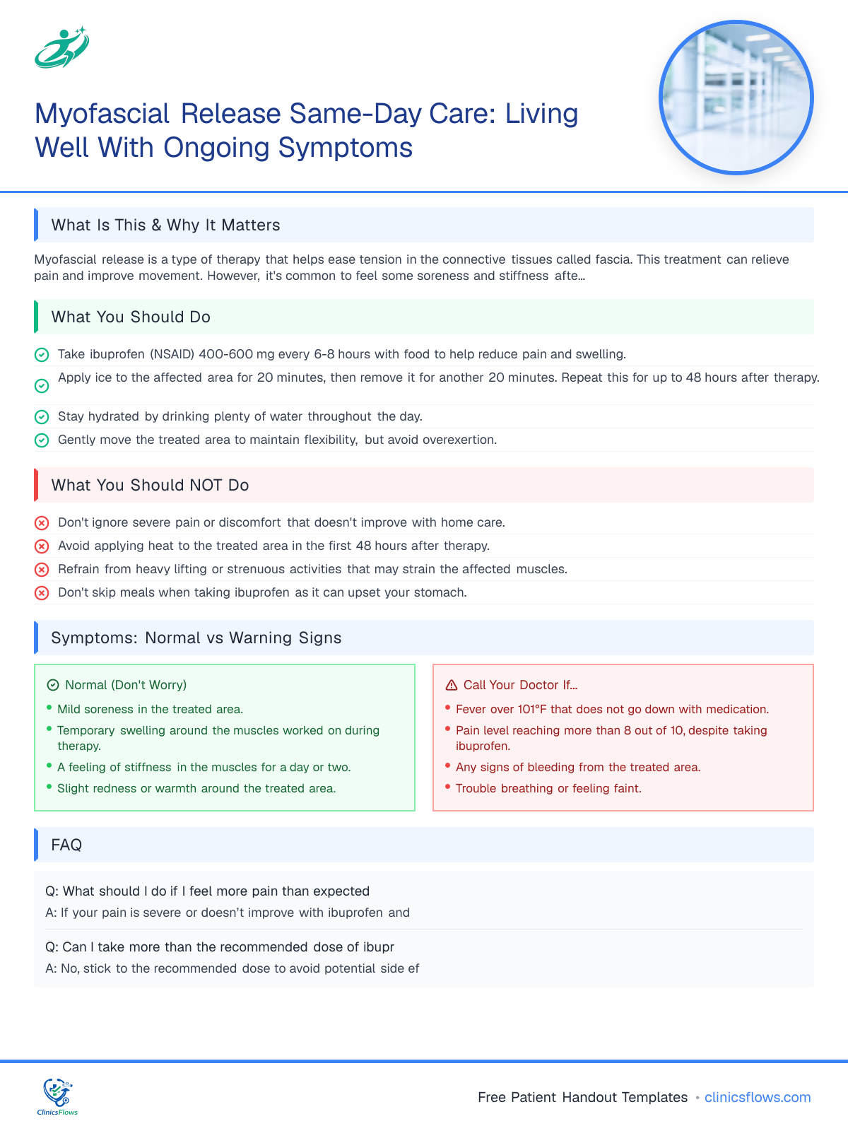 Myofascial Release Same-Day Care: Living Well With Ongoing Symptoms - patient handout preview