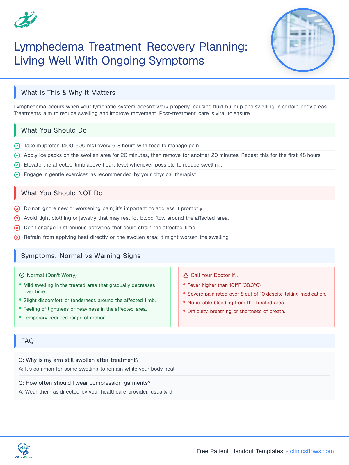 Lymphedema Treatment Recovery Planning: Living Well With Ongoing Symptoms - patient handout preview