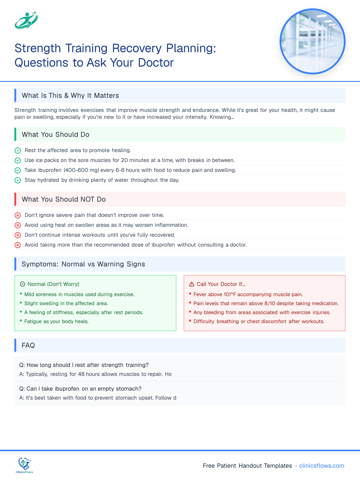 Strength Training Recovery Planning: Questions to Ask Your Doctor - patient handout preview