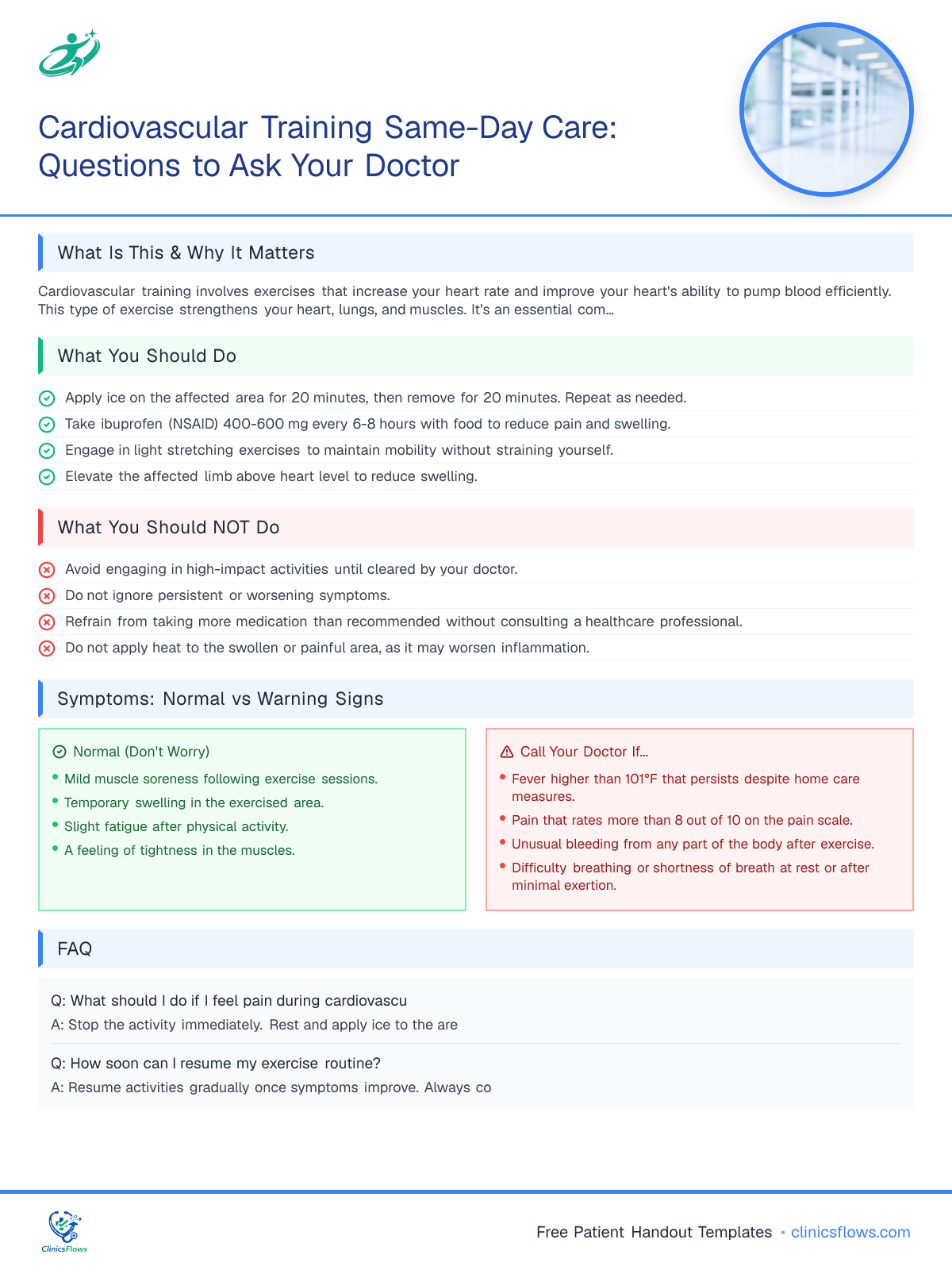 Cardiovascular Training Same-Day Care: Questions to Ask Your Doctor - patient handout preview