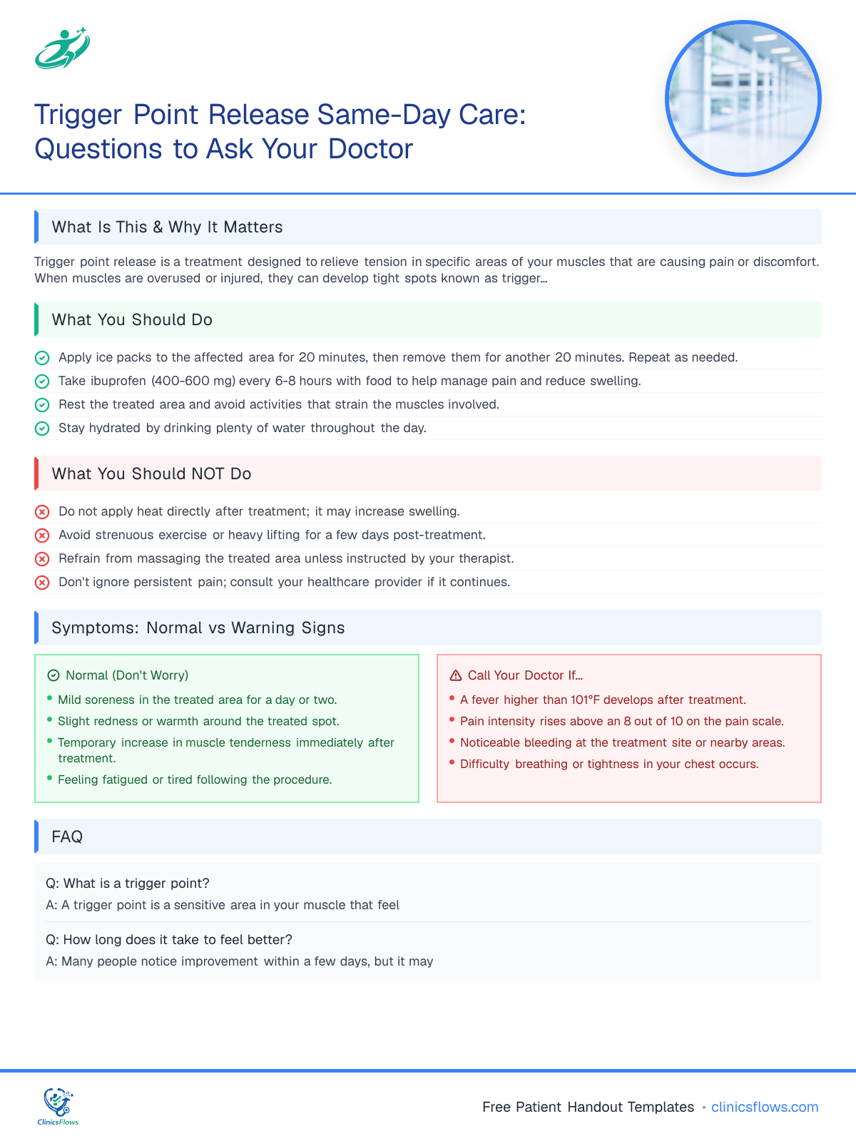 Trigger Point Release Same-Day Care: Questions to Ask Your Doctor - patient handout preview