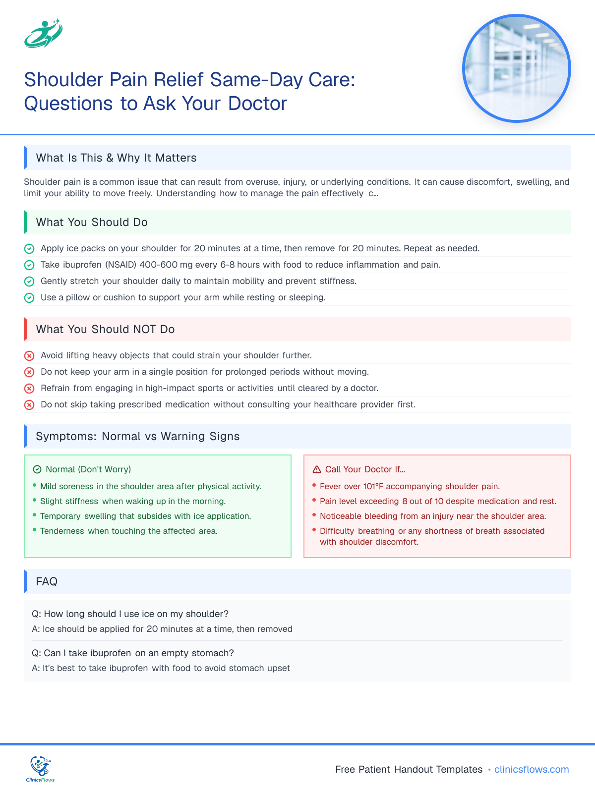 Shoulder Pain Relief Same-Day Care: Questions to Ask Your Doctor - patient handout preview