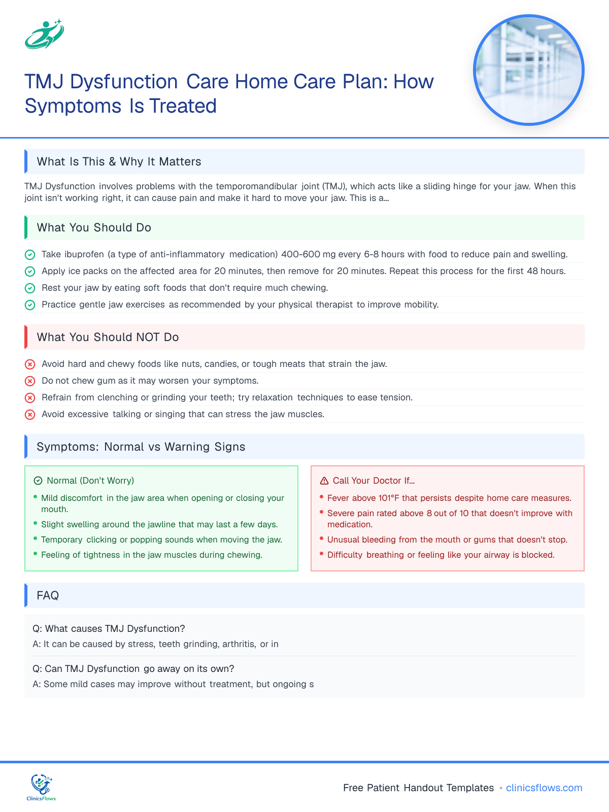 TMJ Dysfunction Care Home Care Plan: How Symptoms Is Treated - patient handout preview
