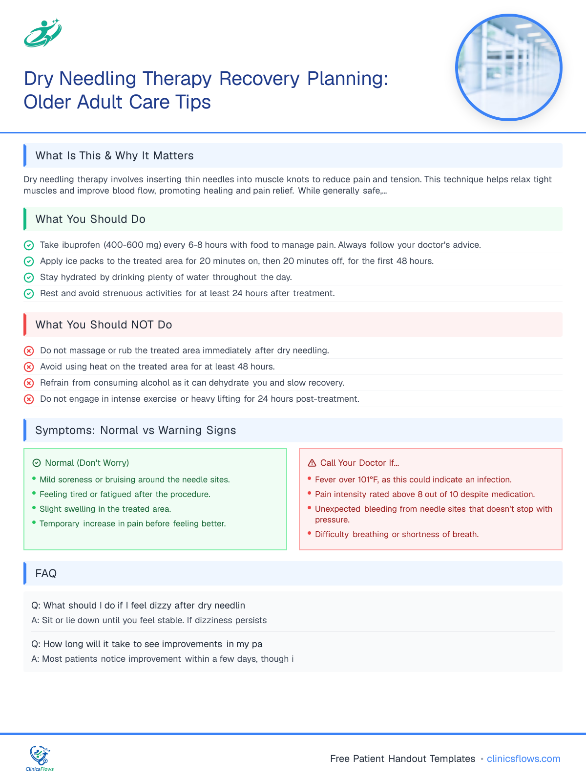 Dry Needling Therapy Recovery Planning: Older Adult Care Tips - patient handout preview
