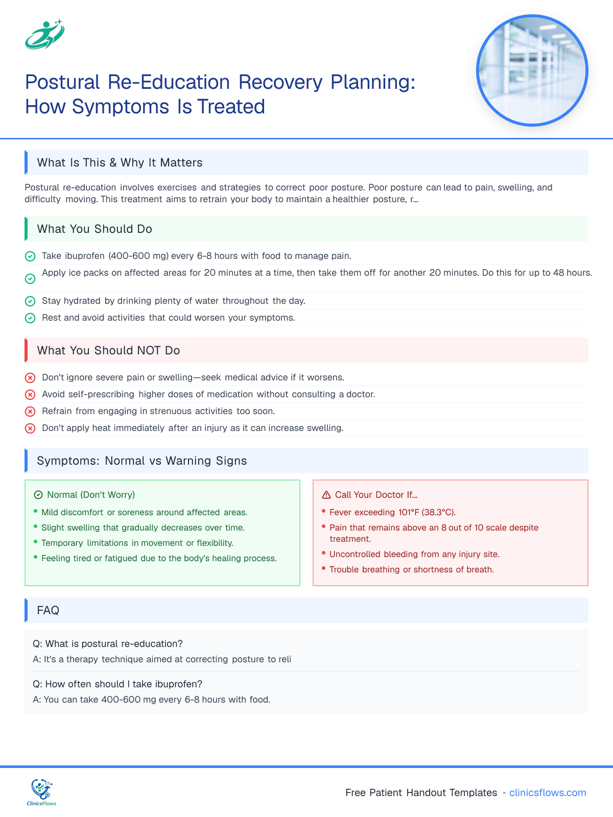 Postural Re-Education Recovery Planning: How Symptoms Is Treated - patient handout preview