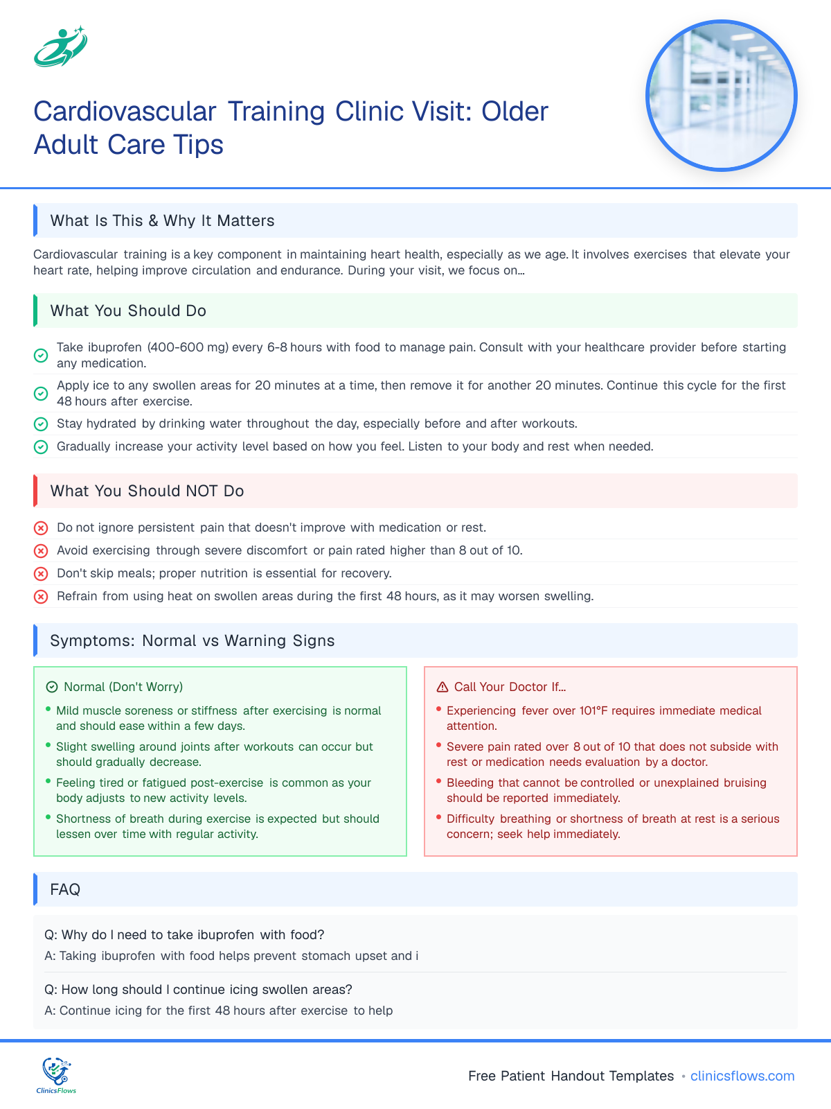 Cardiovascular Training Clinic Visit: Older Adult Care Tips - patient handout preview