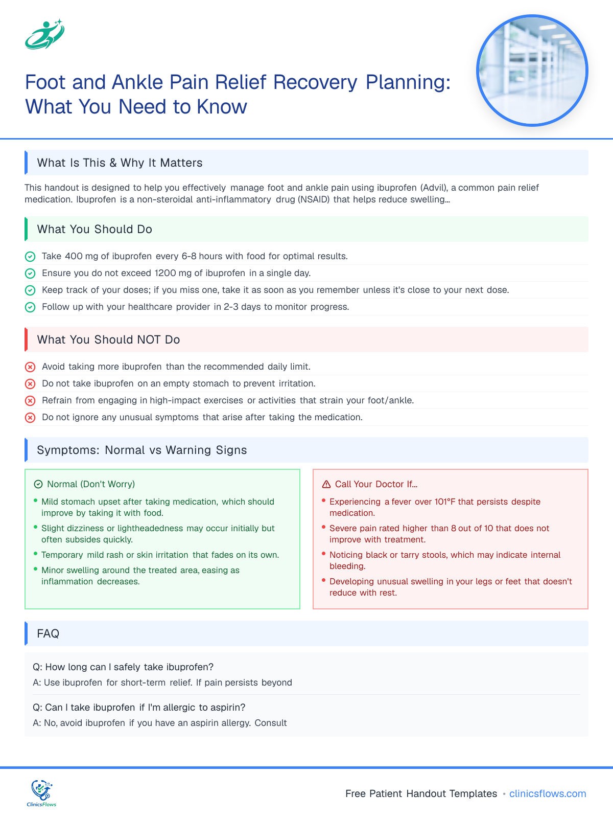 Foot and Ankle Pain Relief Recovery Planning: What You Need to Know - patient handout preview
