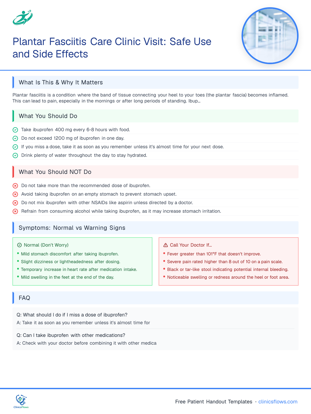 Plantar Fasciitis Care Clinic Visit: Safe Use and Side Effects - patient handout preview
