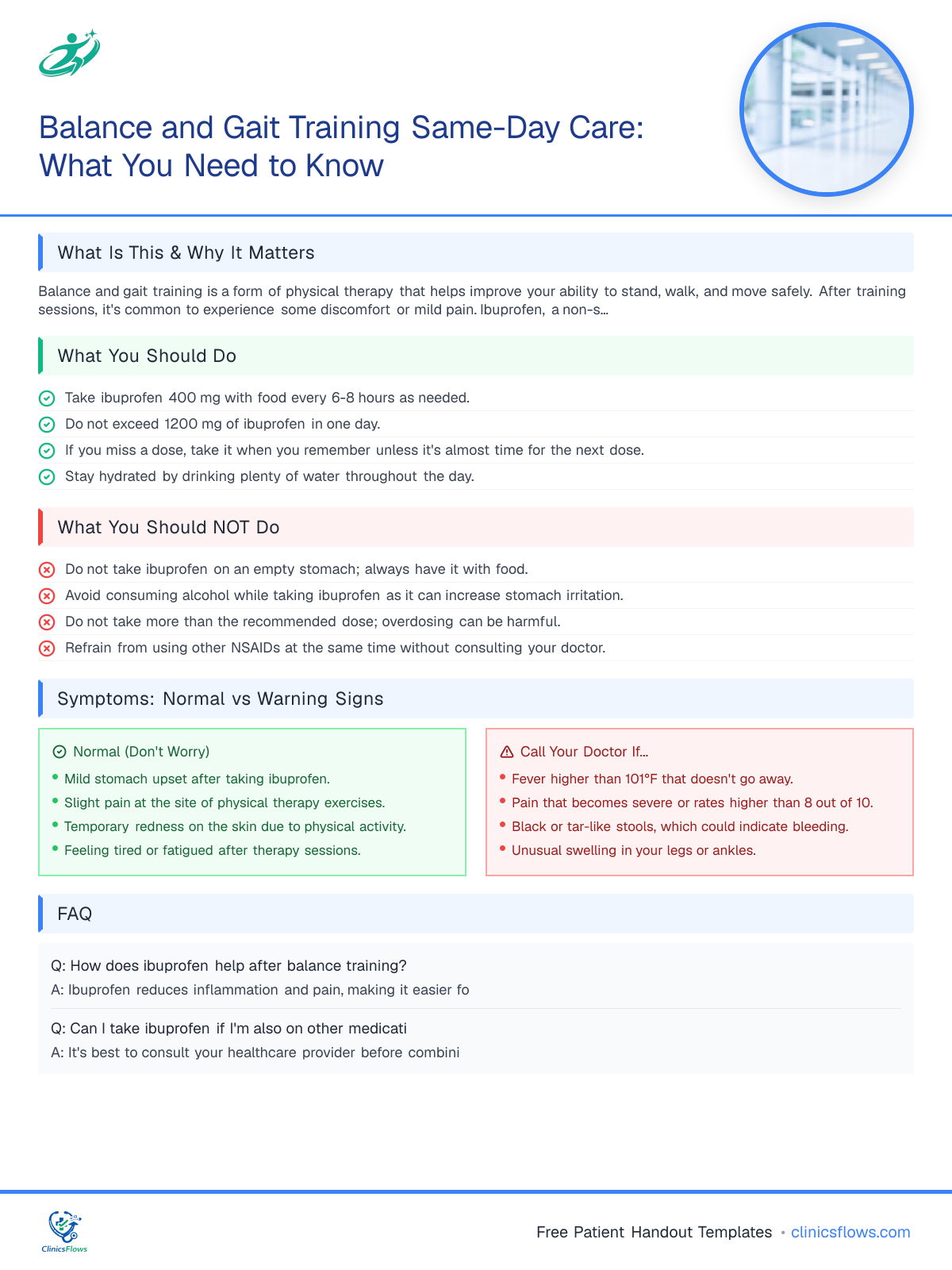Balance and Gait Training Same-Day Care: What You Need to Know - patient handout preview