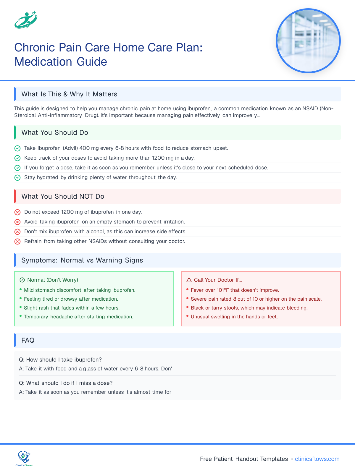 Chronic Pain Care Home Care Plan: Medication Guide - patient handout preview