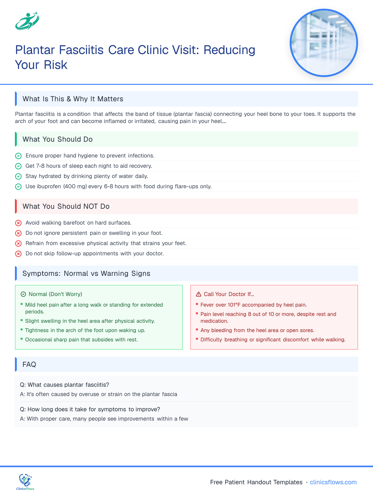 Plantar Fasciitis Care Clinic Visit: Reducing Your Risk - patient handout preview