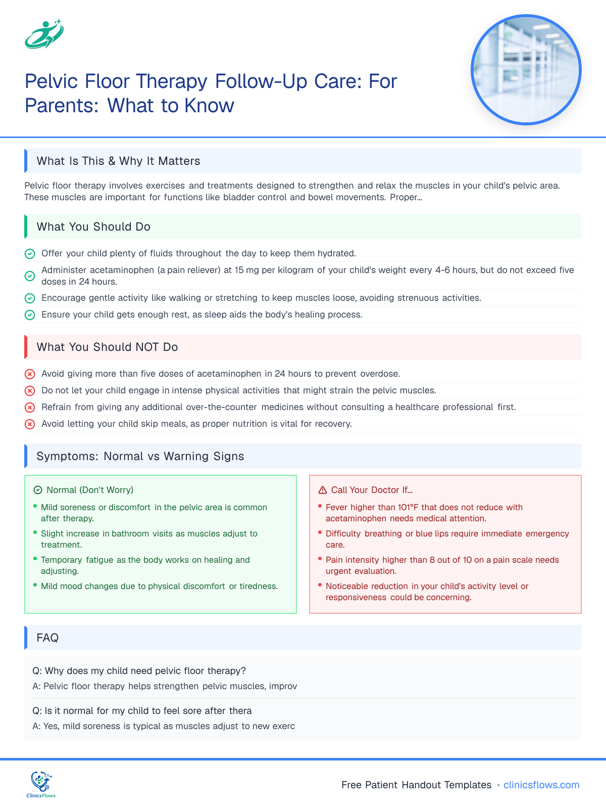 Pelvic Floor Therapy Follow-Up Care: For Parents: What to Know - patient handout preview