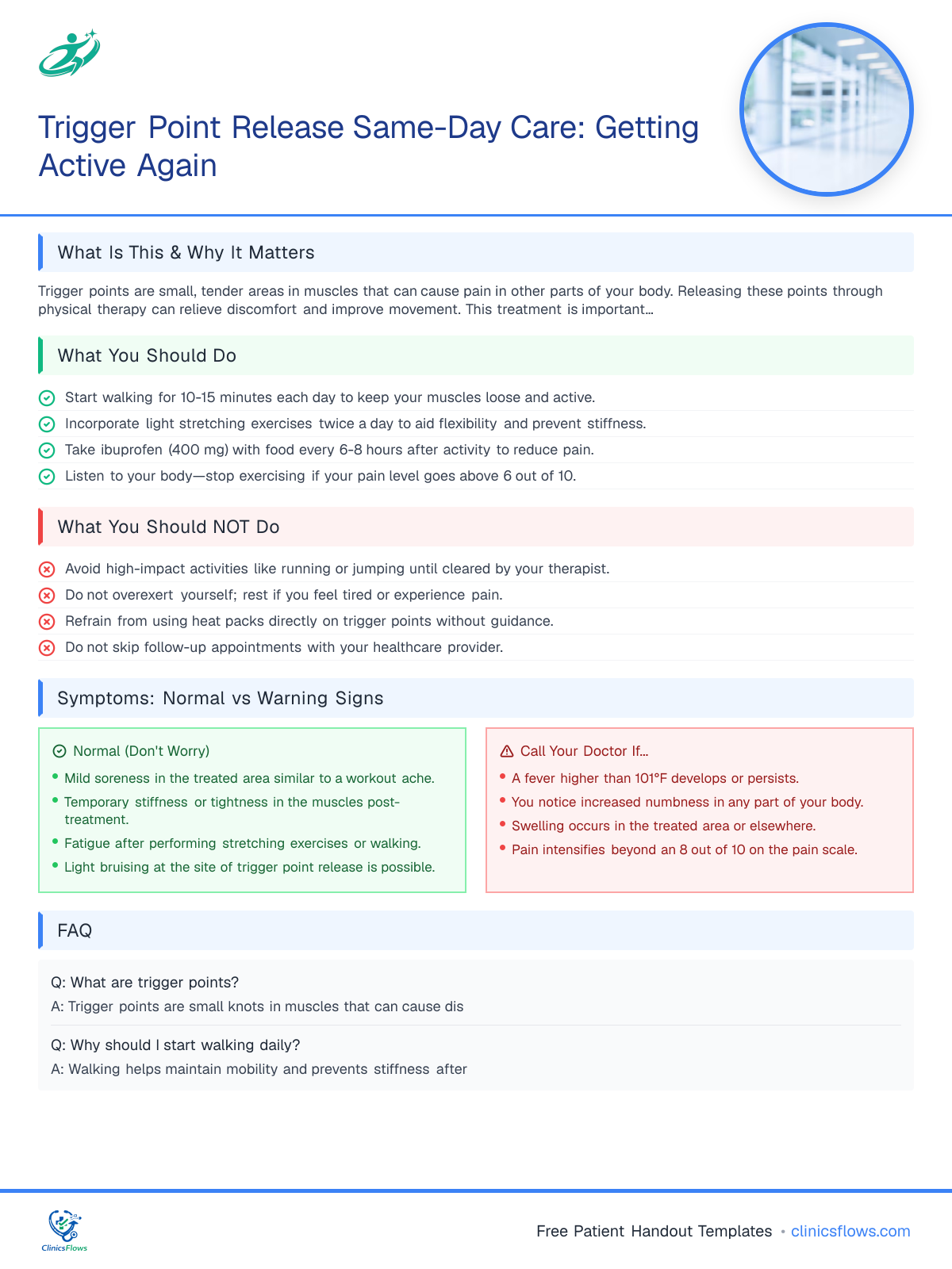 Trigger Point Release Same-Day Care: Getting Active Again - patient handout preview